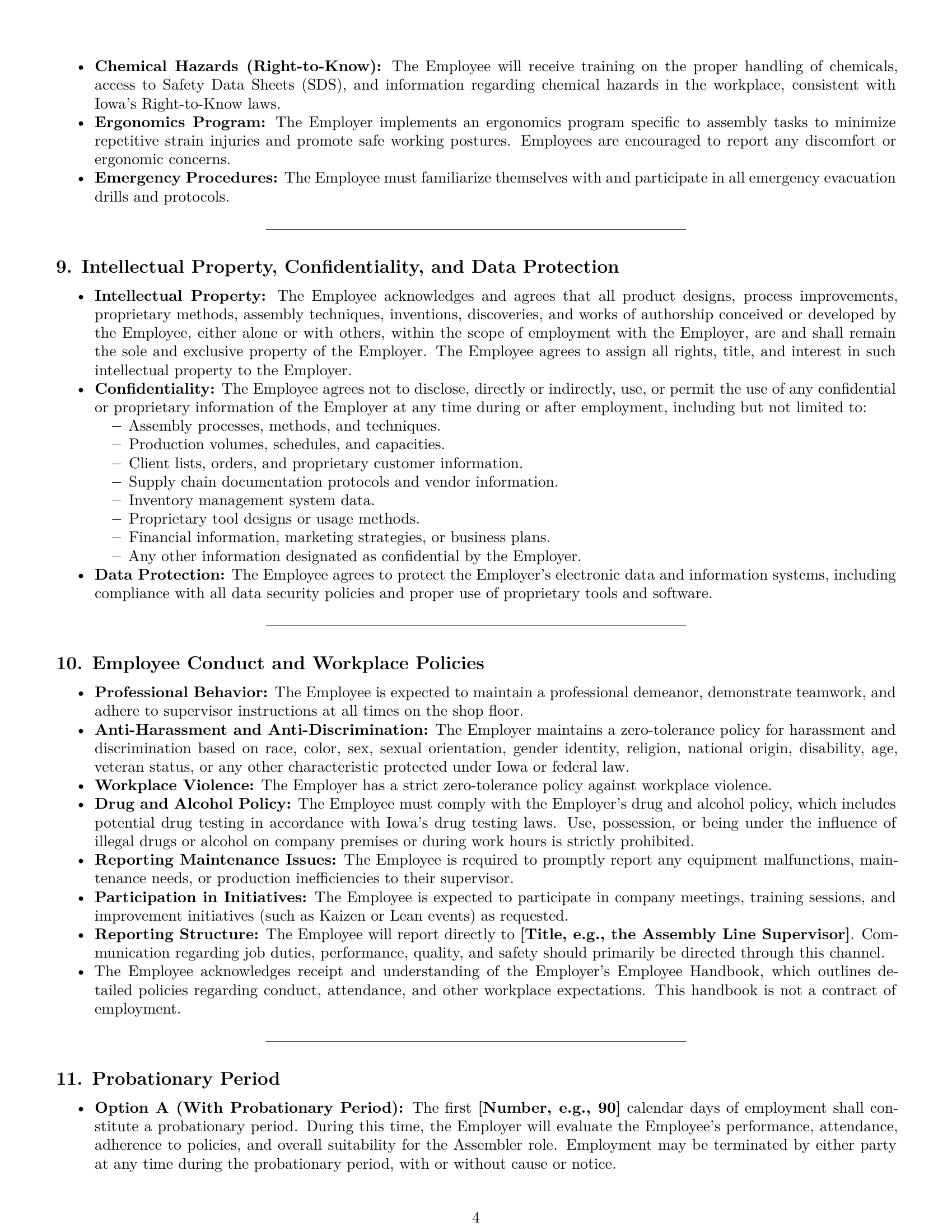 Preview page 4 of Pro Iowa assembler employment contract template