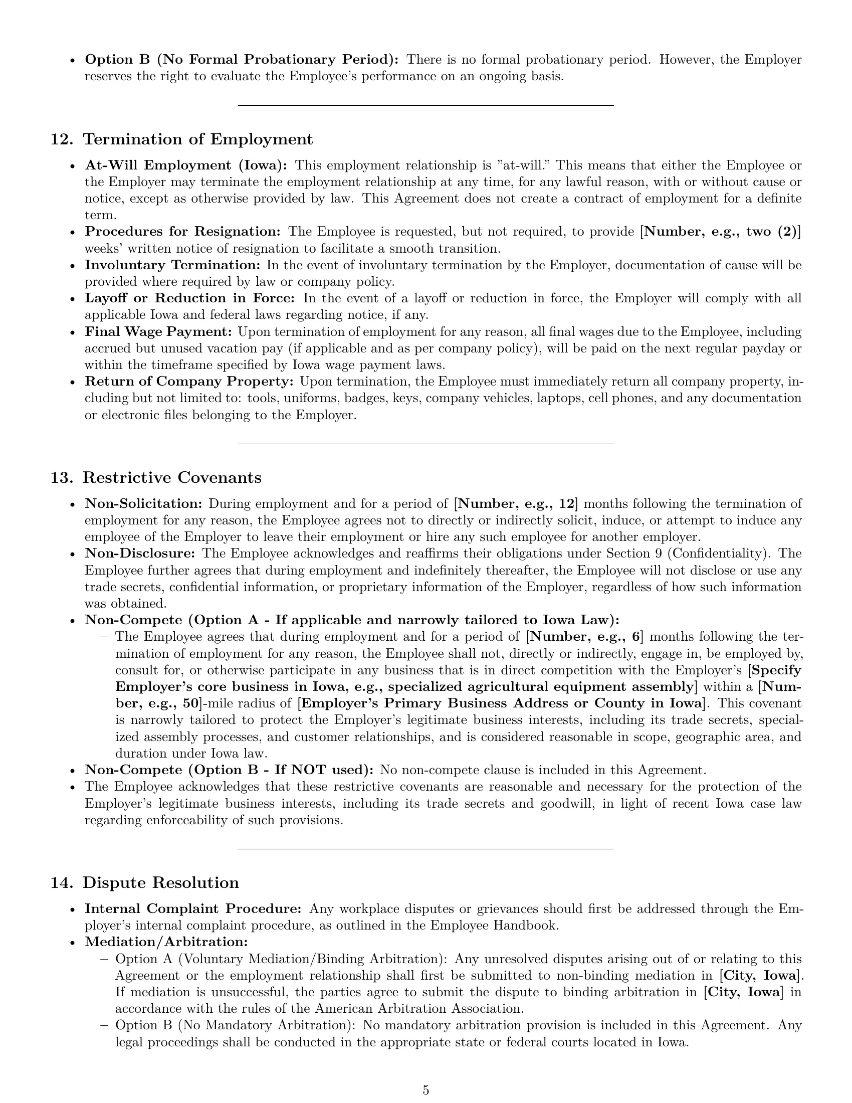 Preview page 5 of Pro Iowa assembler employment contract template