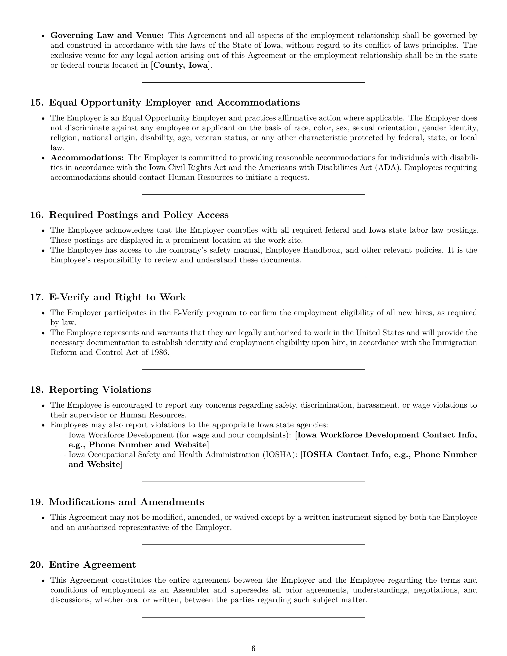 Preview page 6 of Pro Iowa assembler employment contract template