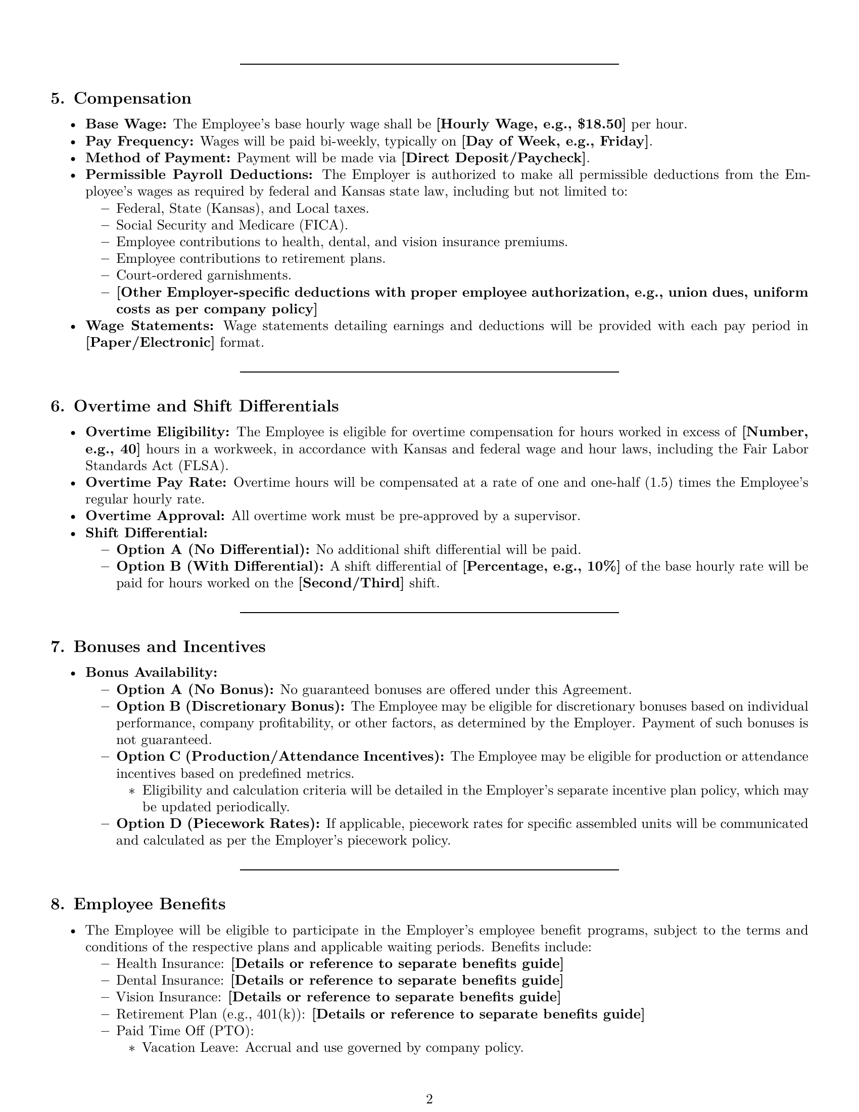 Preview page 2 of Pro Kansas assembler employment contract template