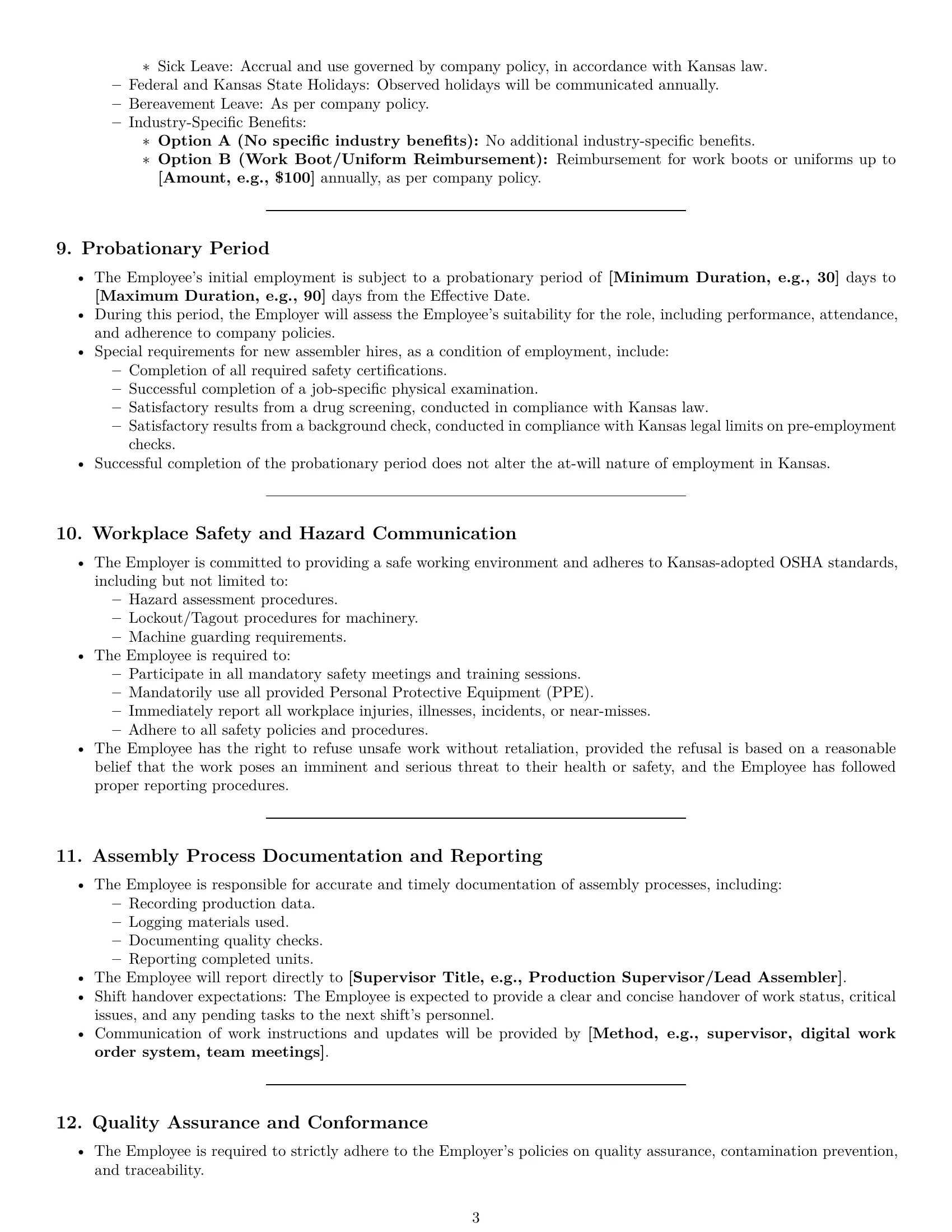Preview page 3 of Pro Kansas assembler employment contract template