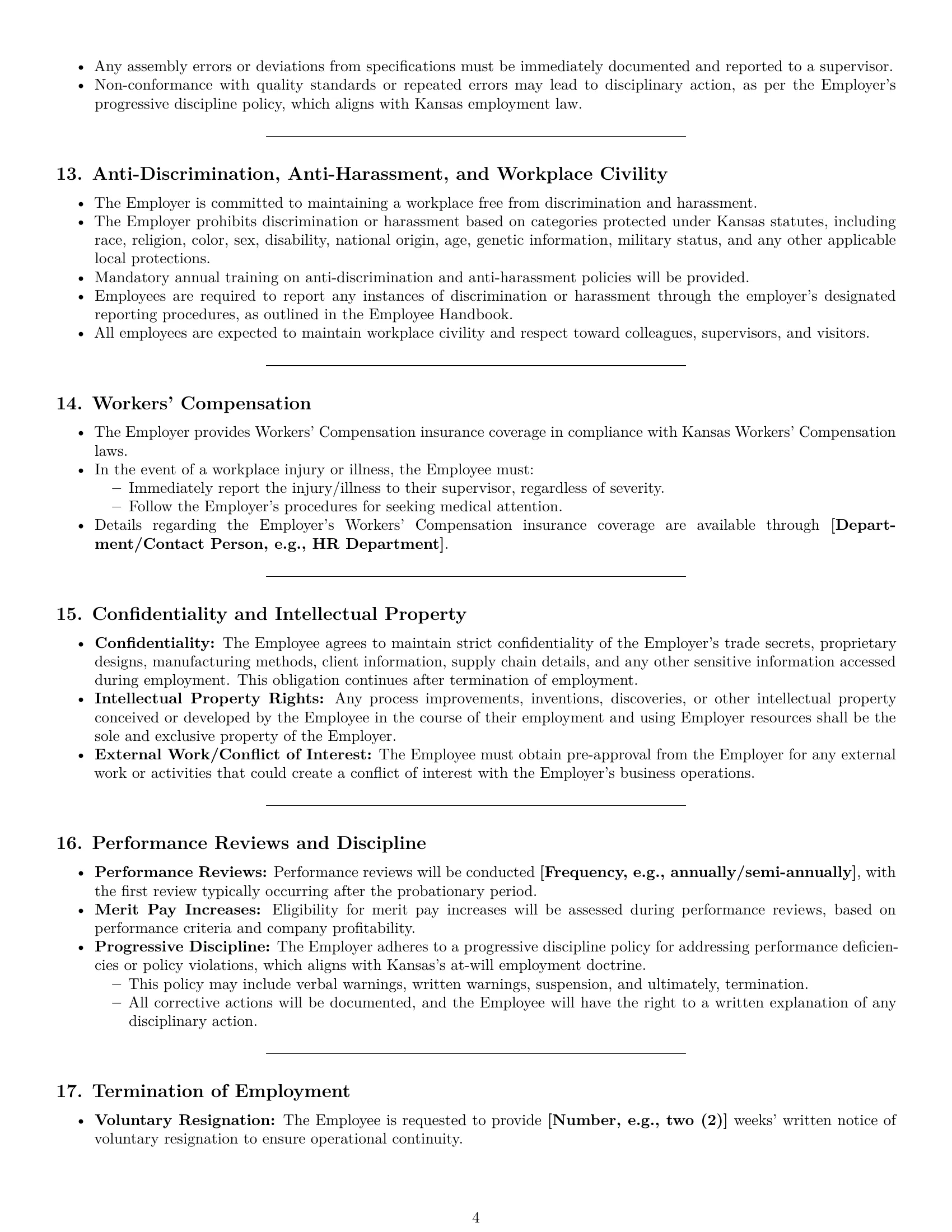 Preview page 4 of Pro Kansas assembler employment contract template