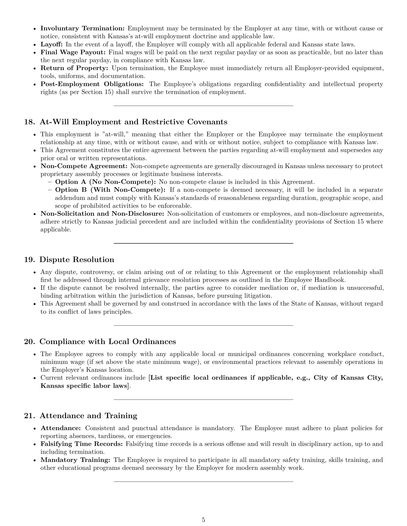 Preview page 5 of Pro Kansas assembler employment contract template