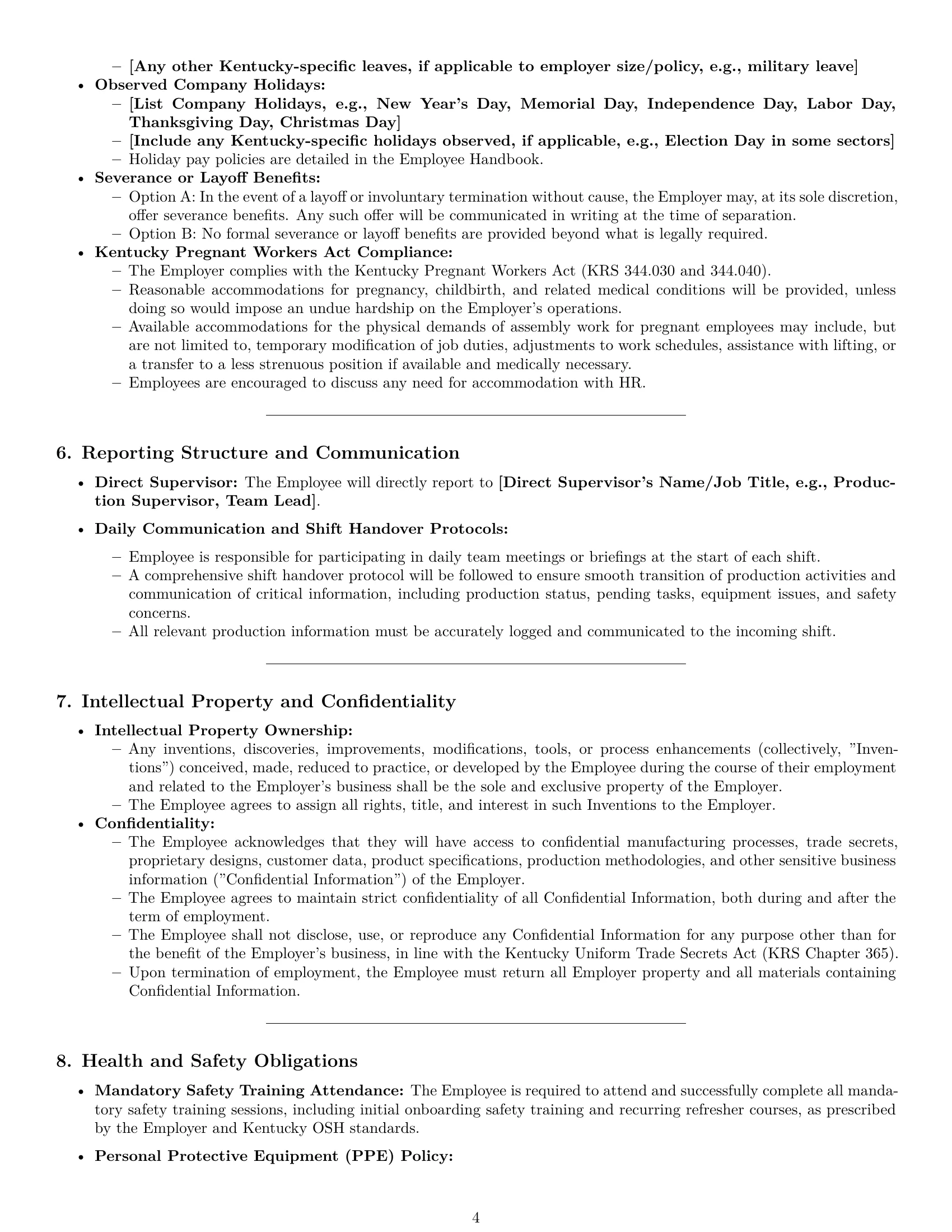 Preview page 4 of Pro Kentucky assembler employment contract template