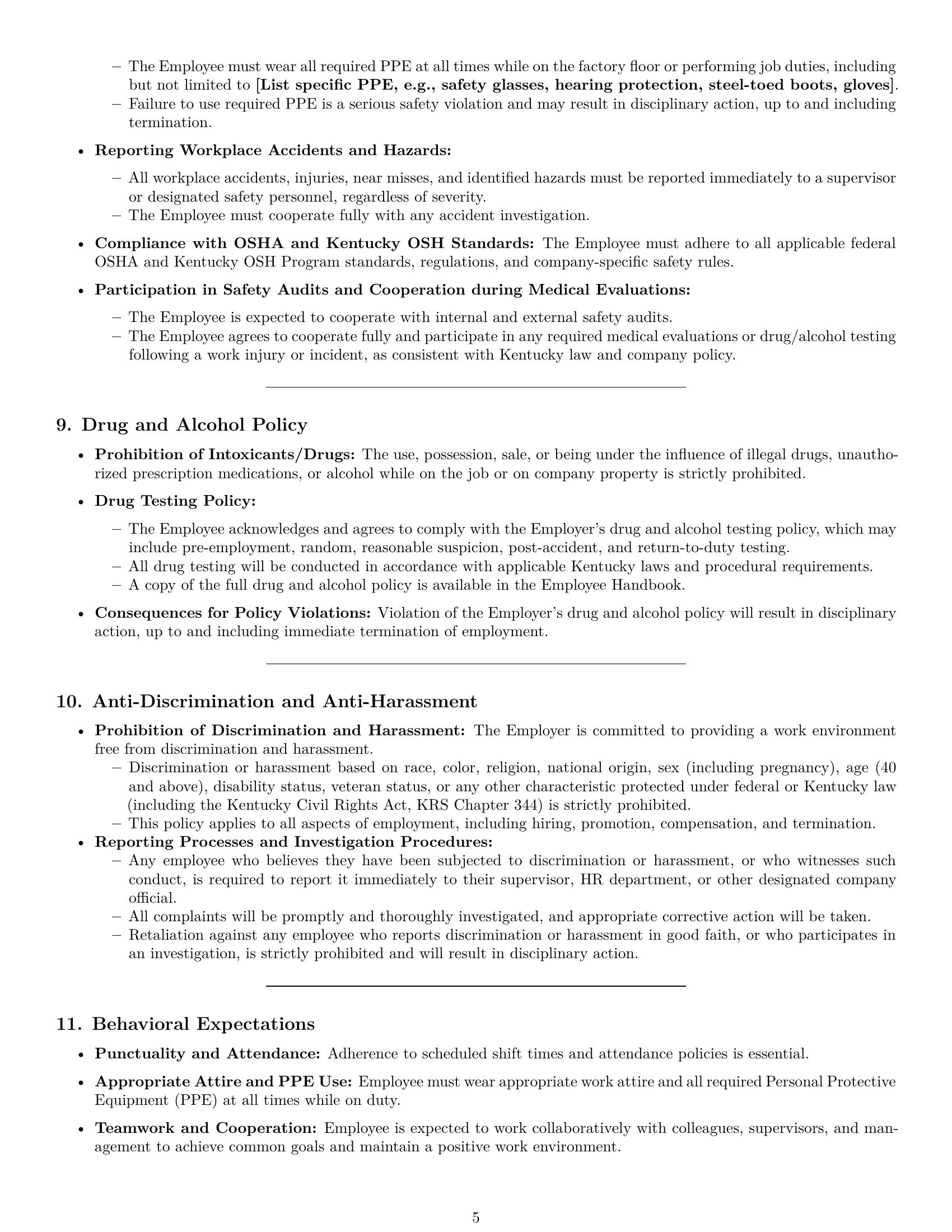 Preview page 5 of Pro Kentucky assembler employment contract template