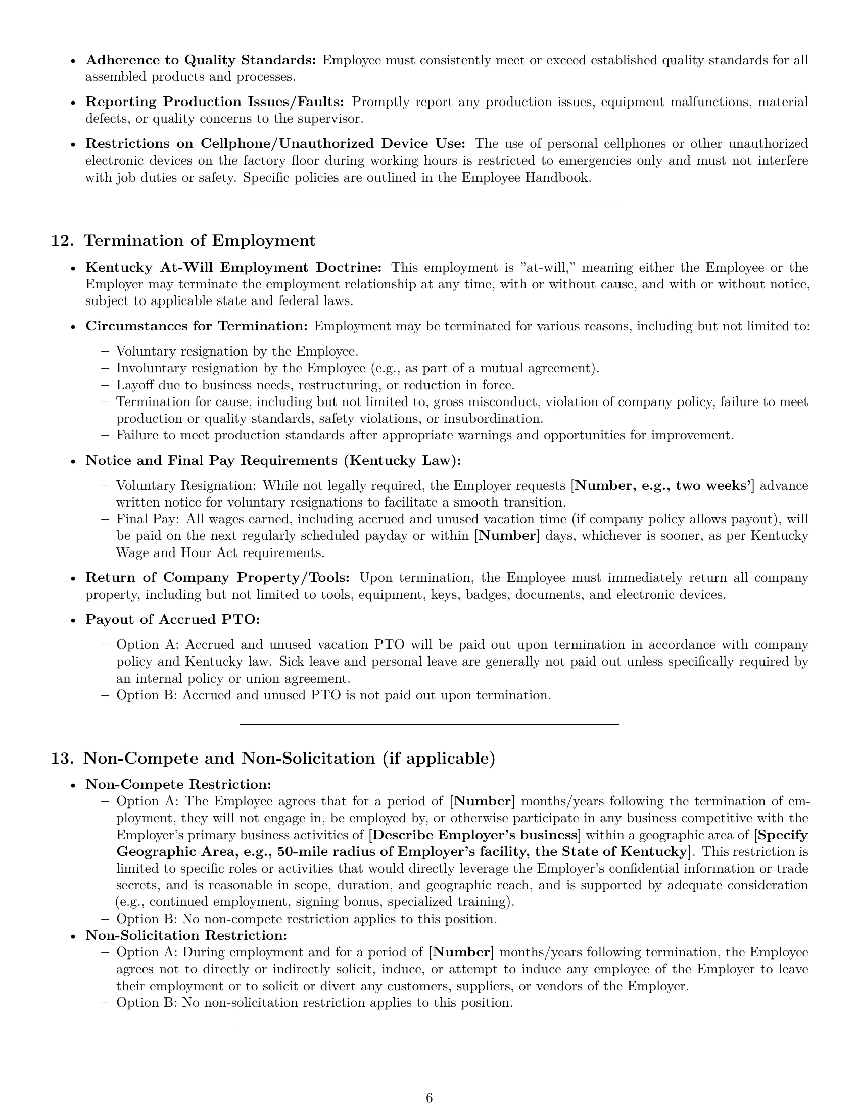 Preview page 6 of Pro Kentucky assembler employment contract template