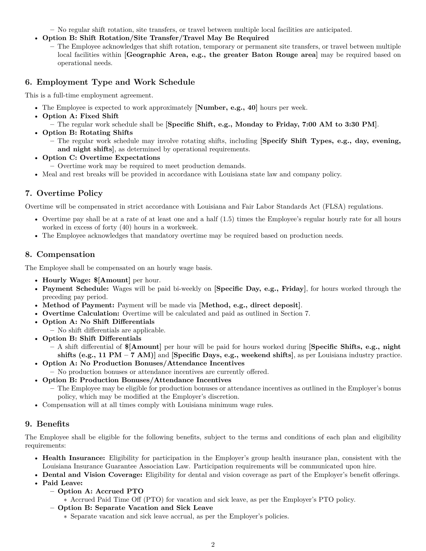Preview page 2 of Pro Louisiana assembler employment contract template