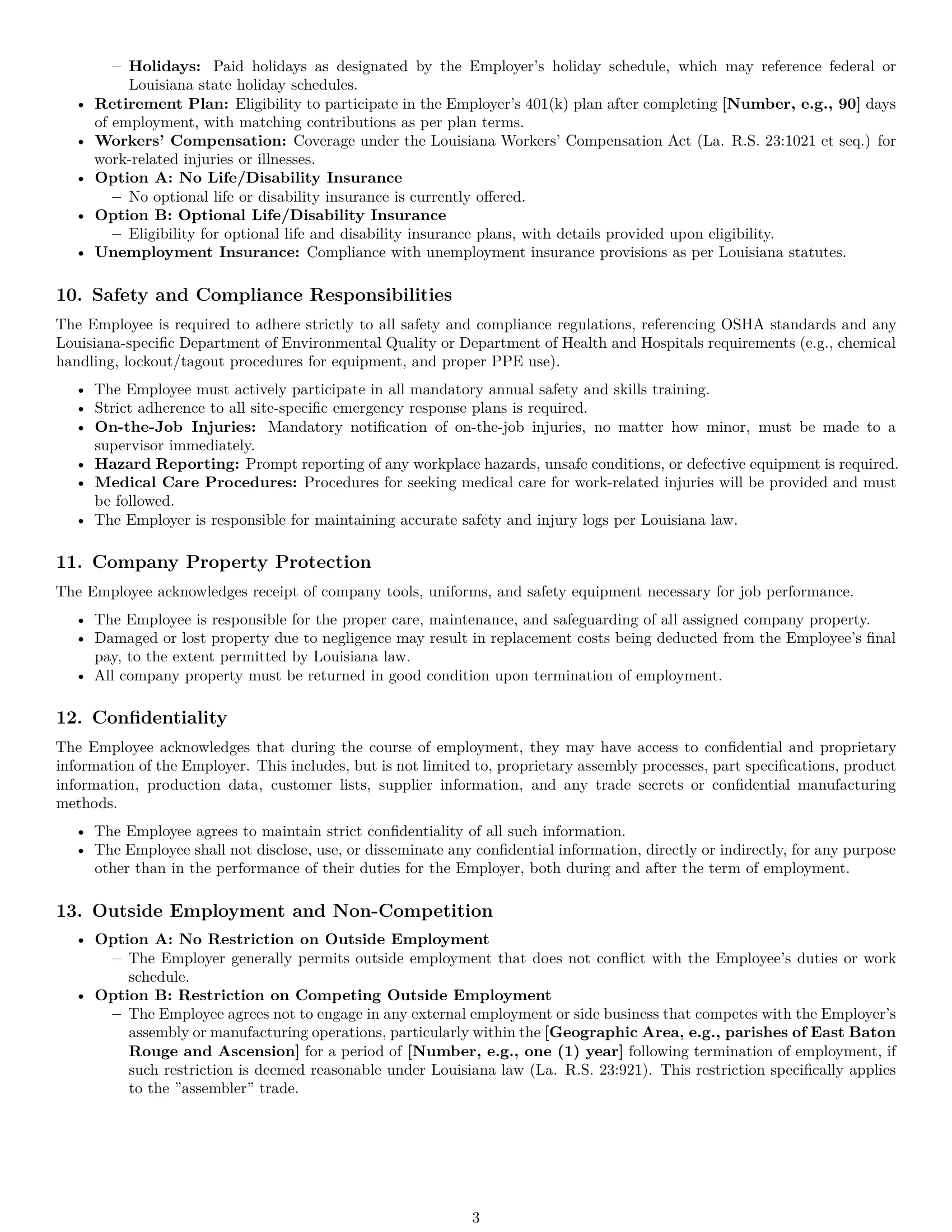 Preview page 3 of Pro Louisiana assembler employment contract template