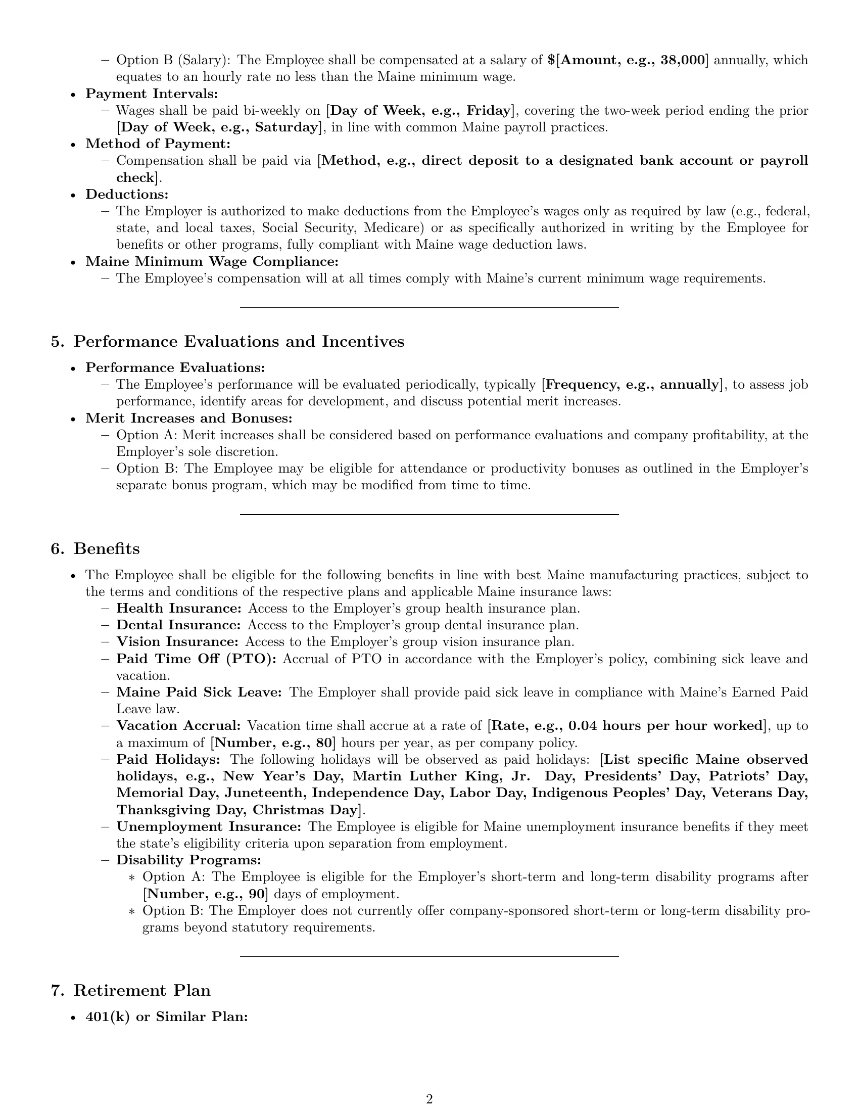 Preview page 2 of Pro Maine assembler employment contract template