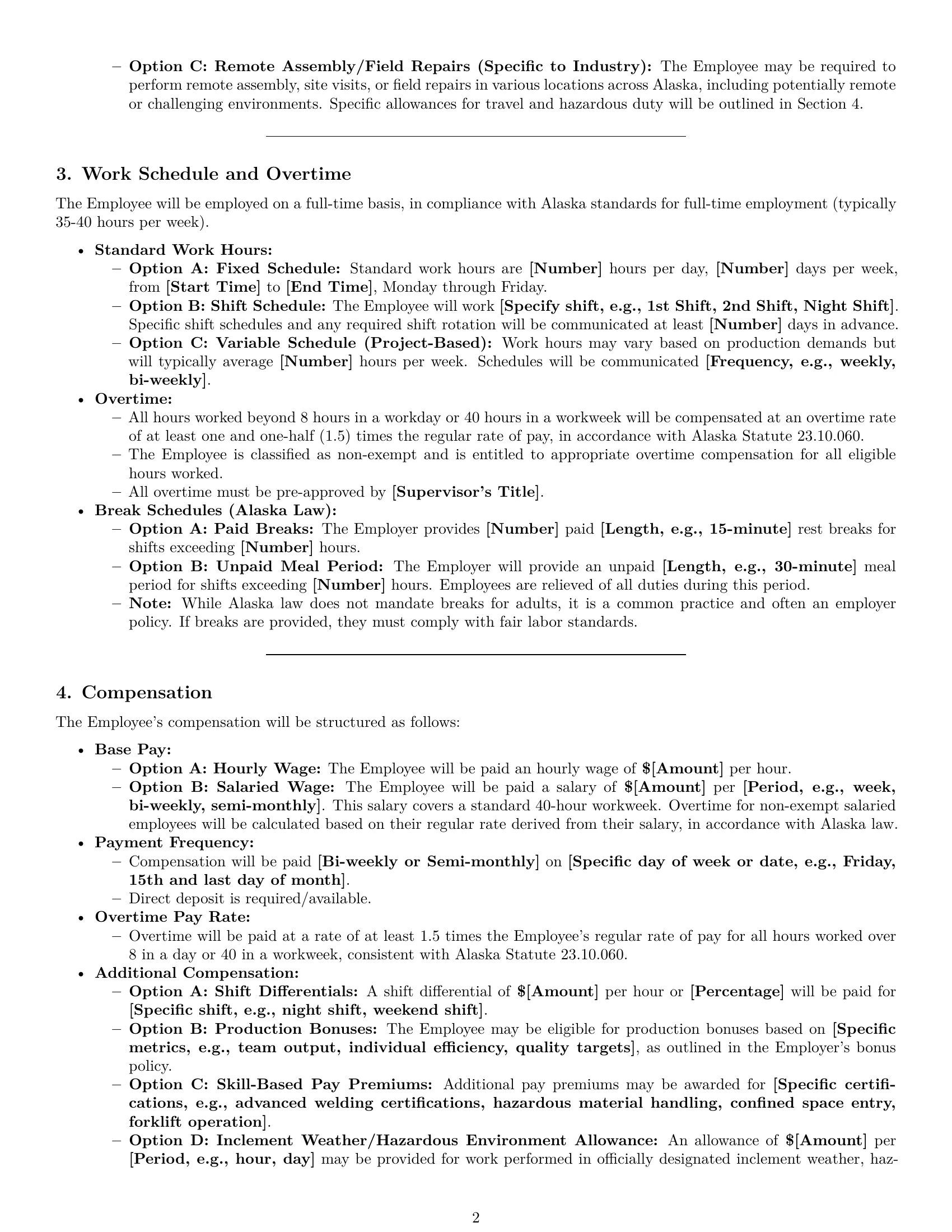 Preview page 2 of Pro Alaska assembler employment contract template