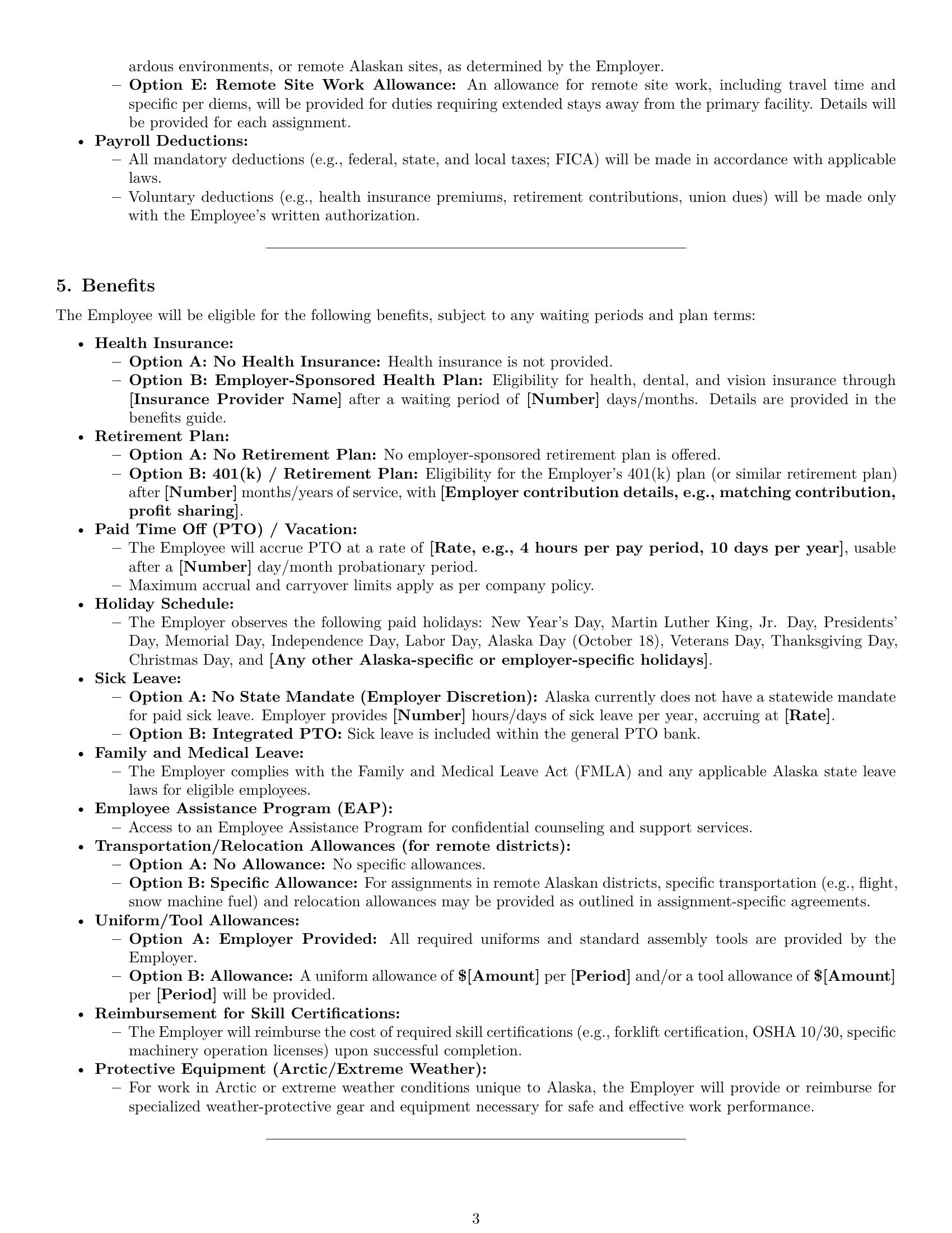 Preview page 3 of Pro Alaska assembler employment contract template