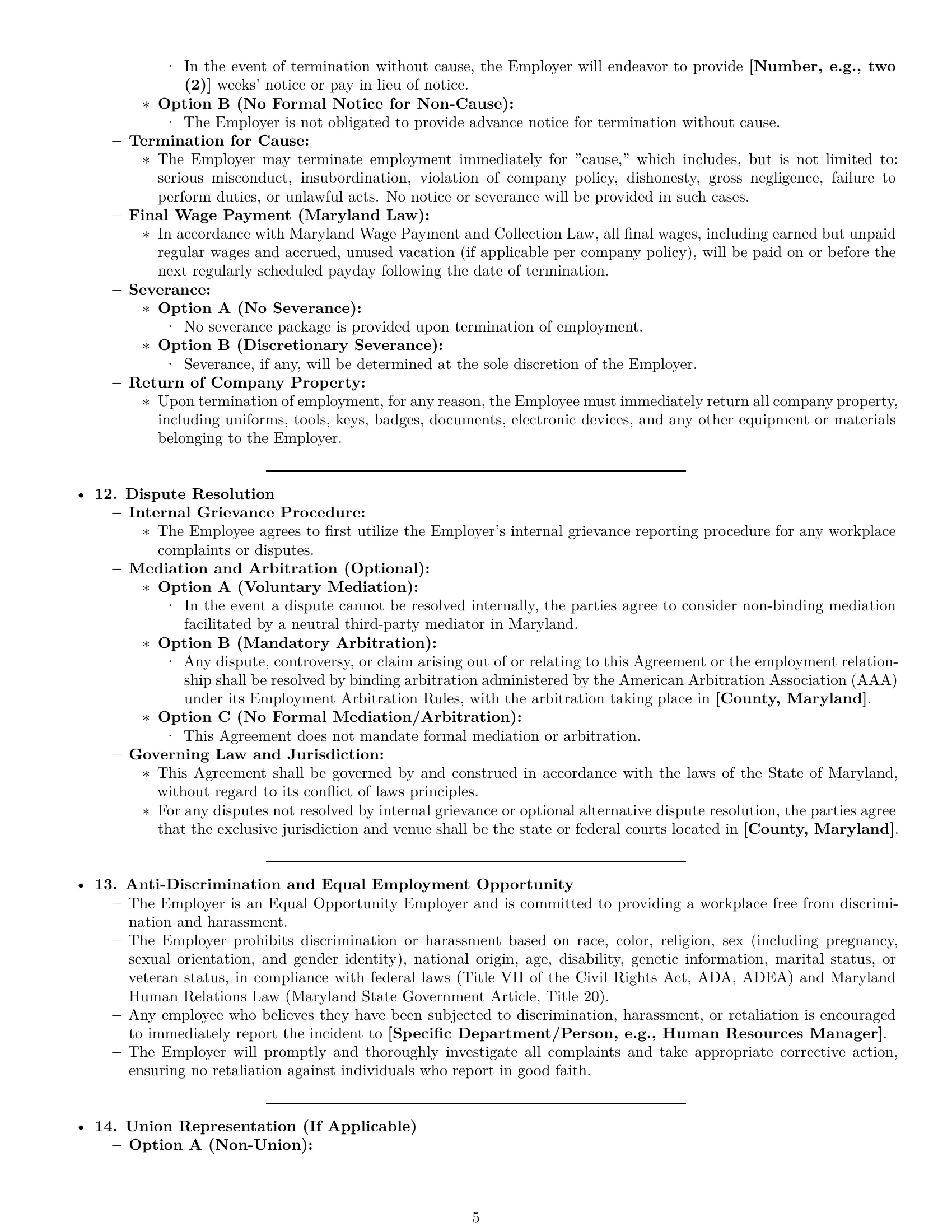 Preview page 5 of Pro Maryland assembler employment contract template