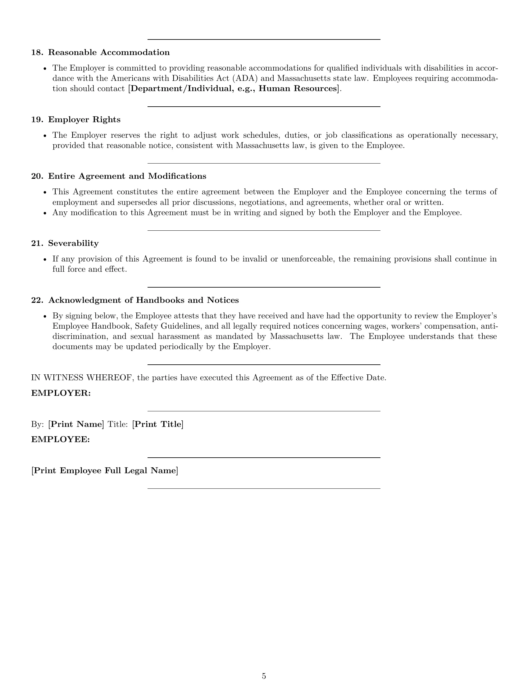 Preview page 5 of Pro Massachusetts assembler employment contract template