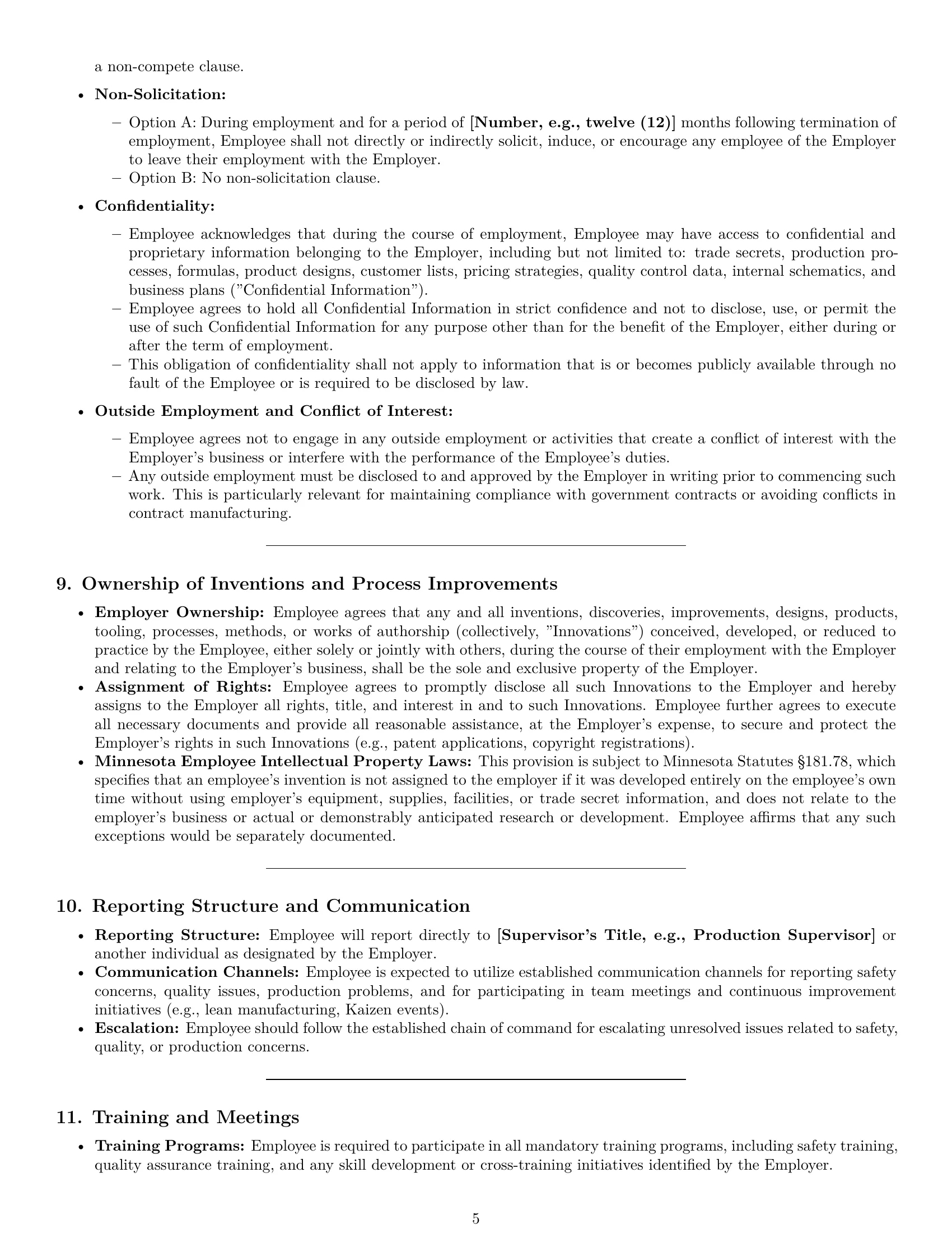 Preview page 5 of Pro Minnesota assembler employment contract template