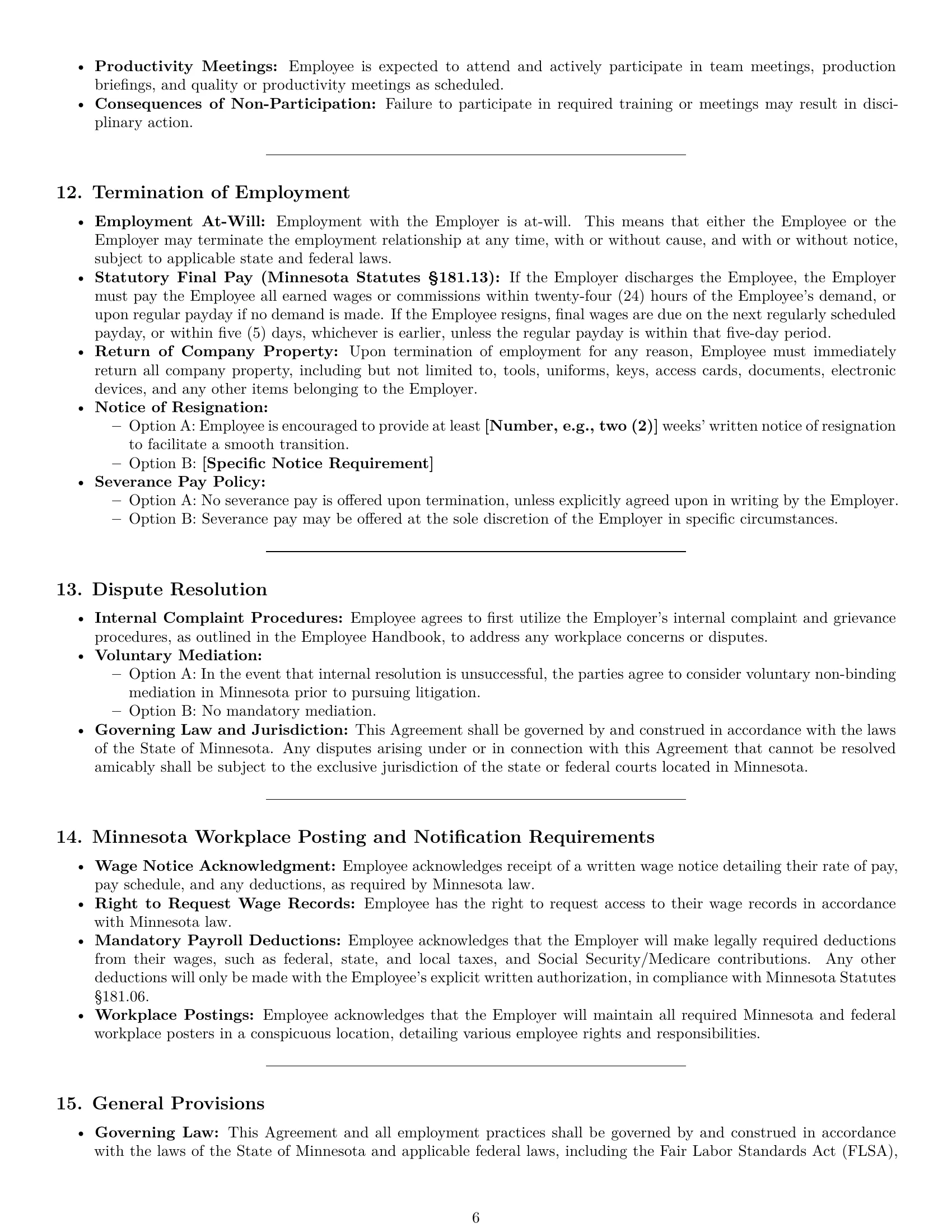 Preview page 6 of Pro Minnesota assembler employment contract template