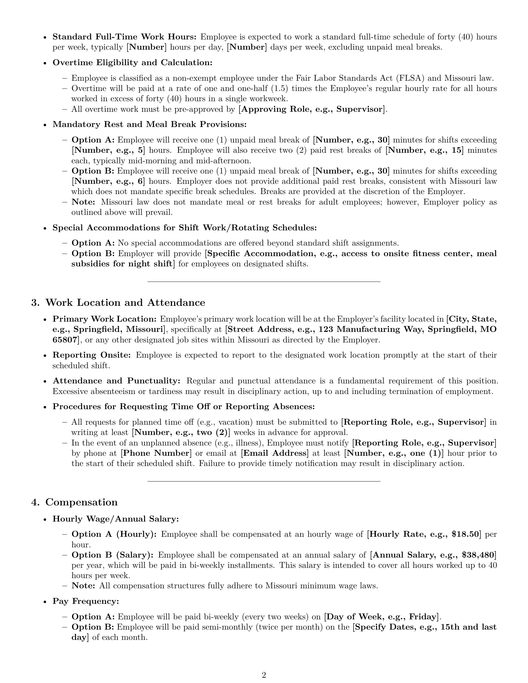 Preview page 2 of Pro Missouri assembler employment contract template