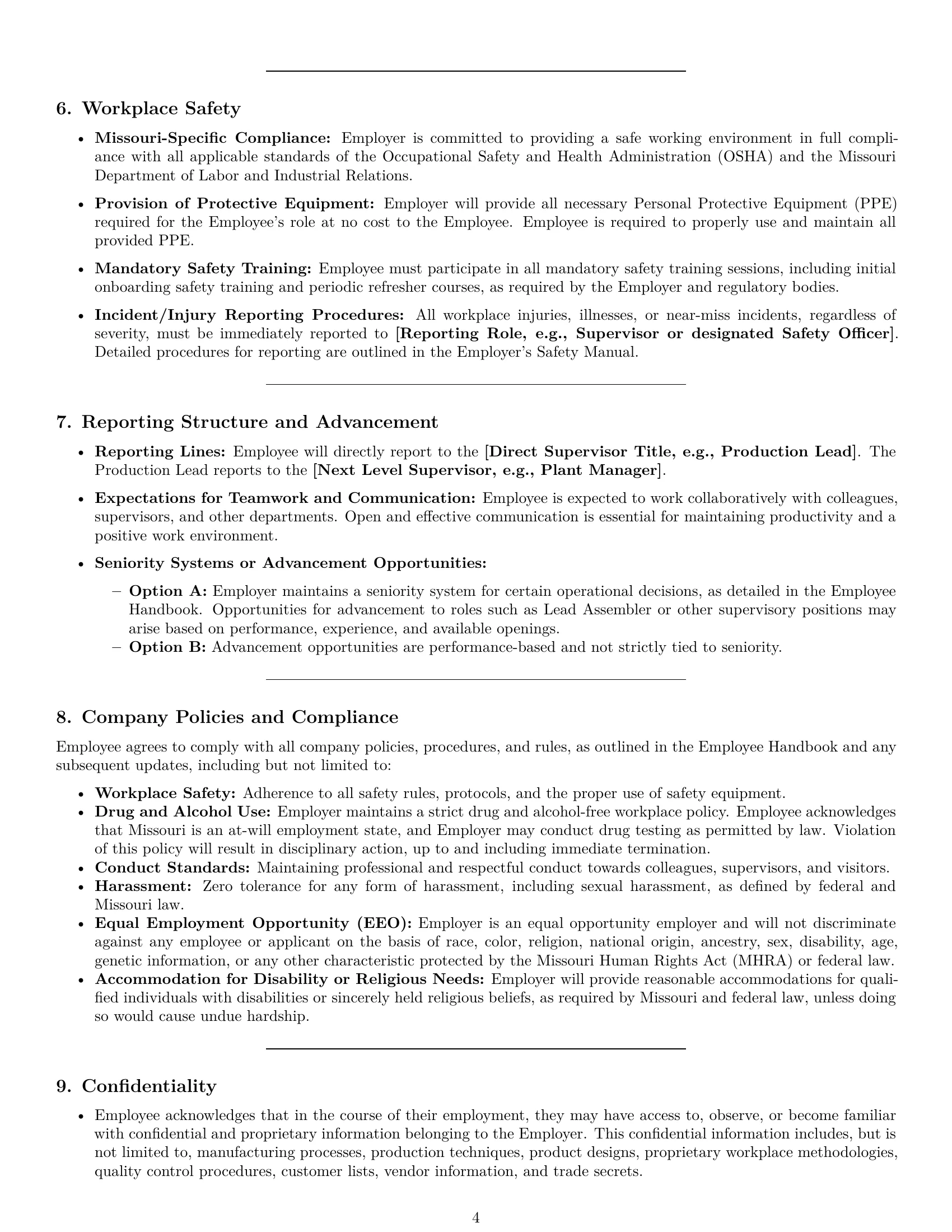 Preview page 4 of Pro Missouri assembler employment contract template