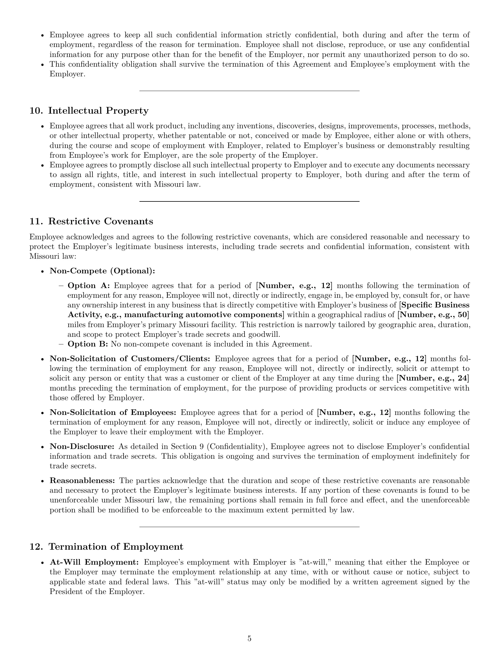 Preview page 5 of Pro Missouri assembler employment contract template