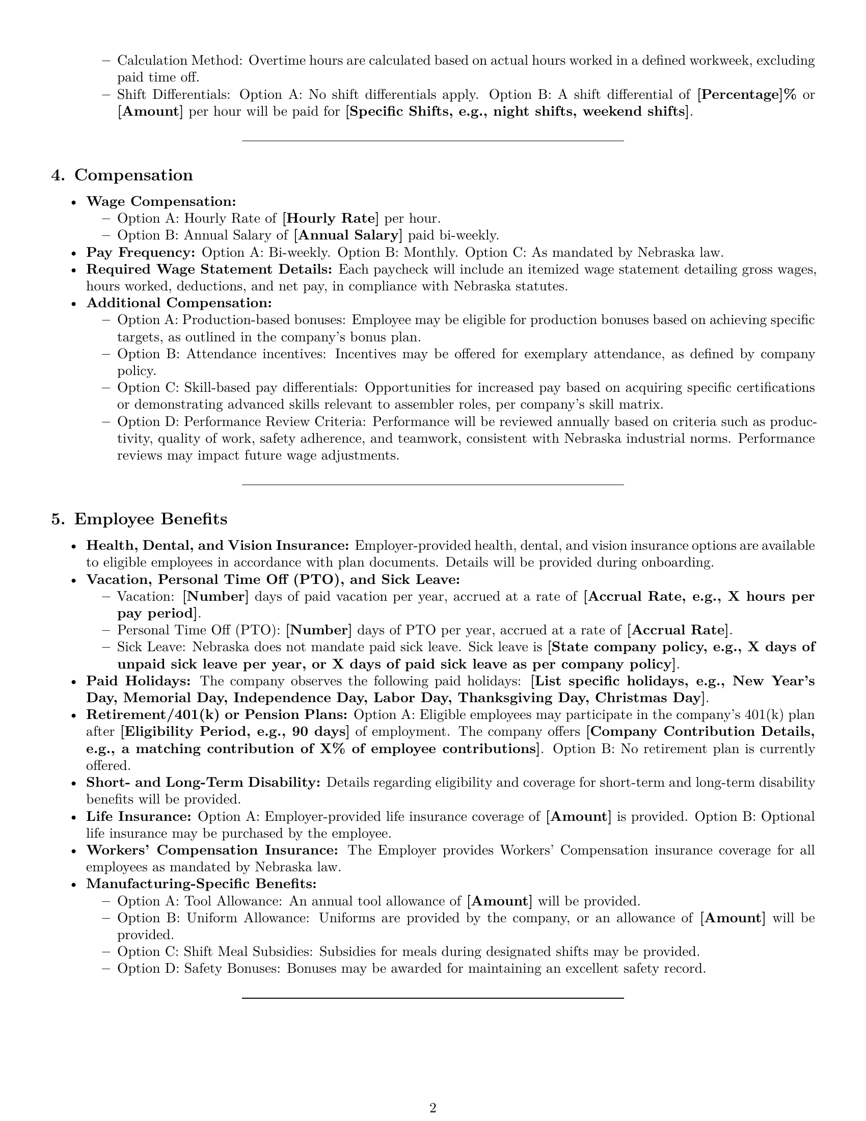 Preview page 2 of Pro Nebraska assembler employment contract template