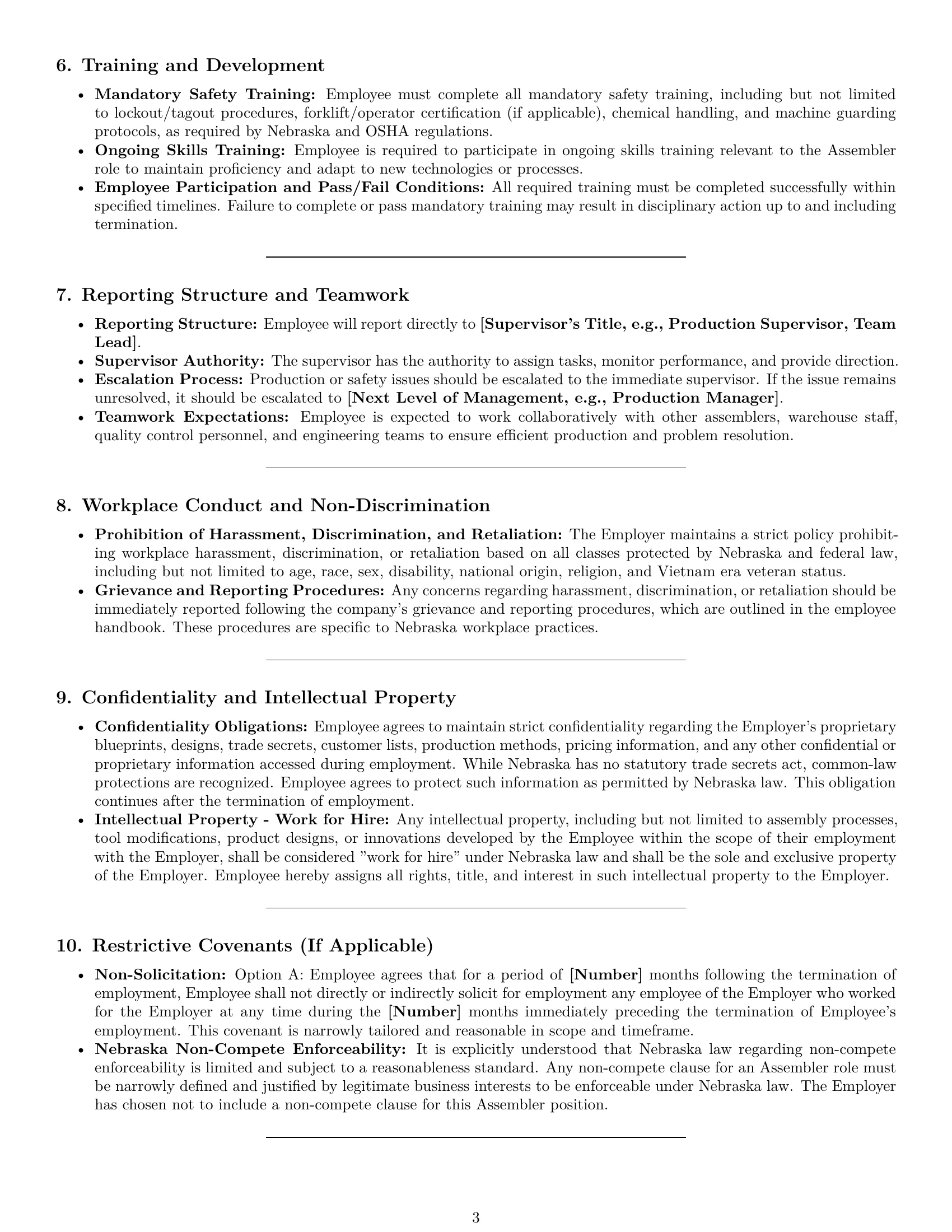 Preview page 3 of Pro Nebraska assembler employment contract template