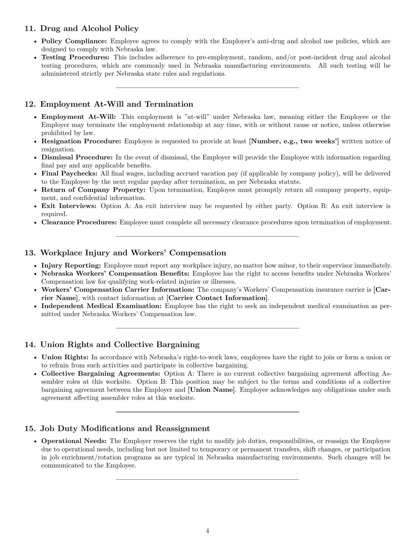 Preview page 4 of Pro Nebraska assembler employment contract template