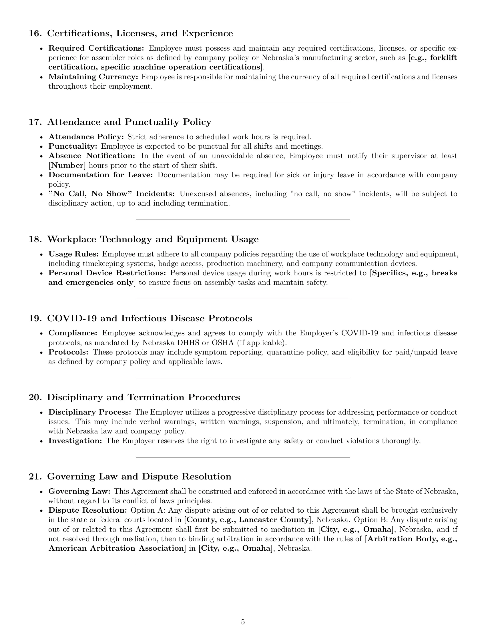 Preview page 5 of Pro Nebraska assembler employment contract template