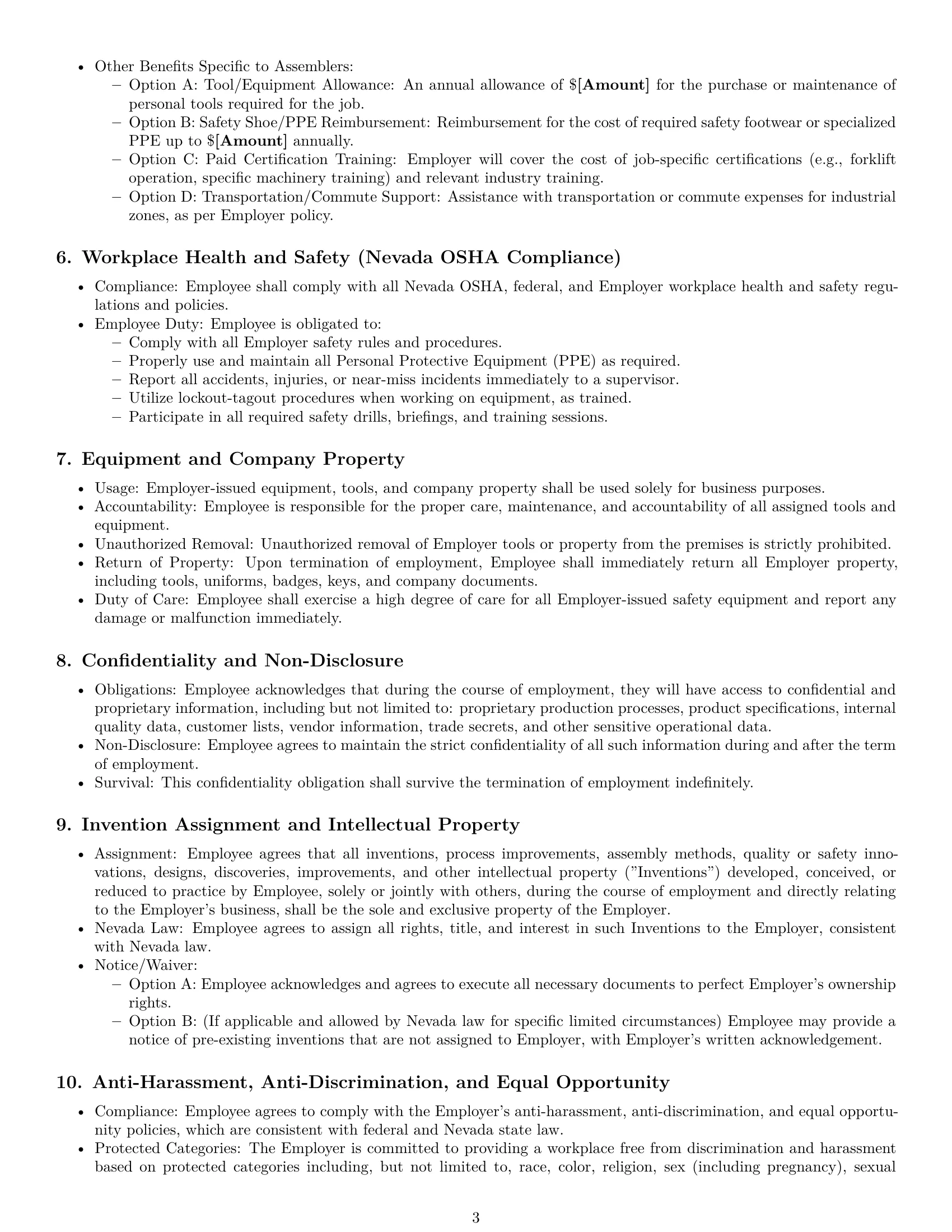 Preview page 3 of Pro Nevada assembler employment contract template