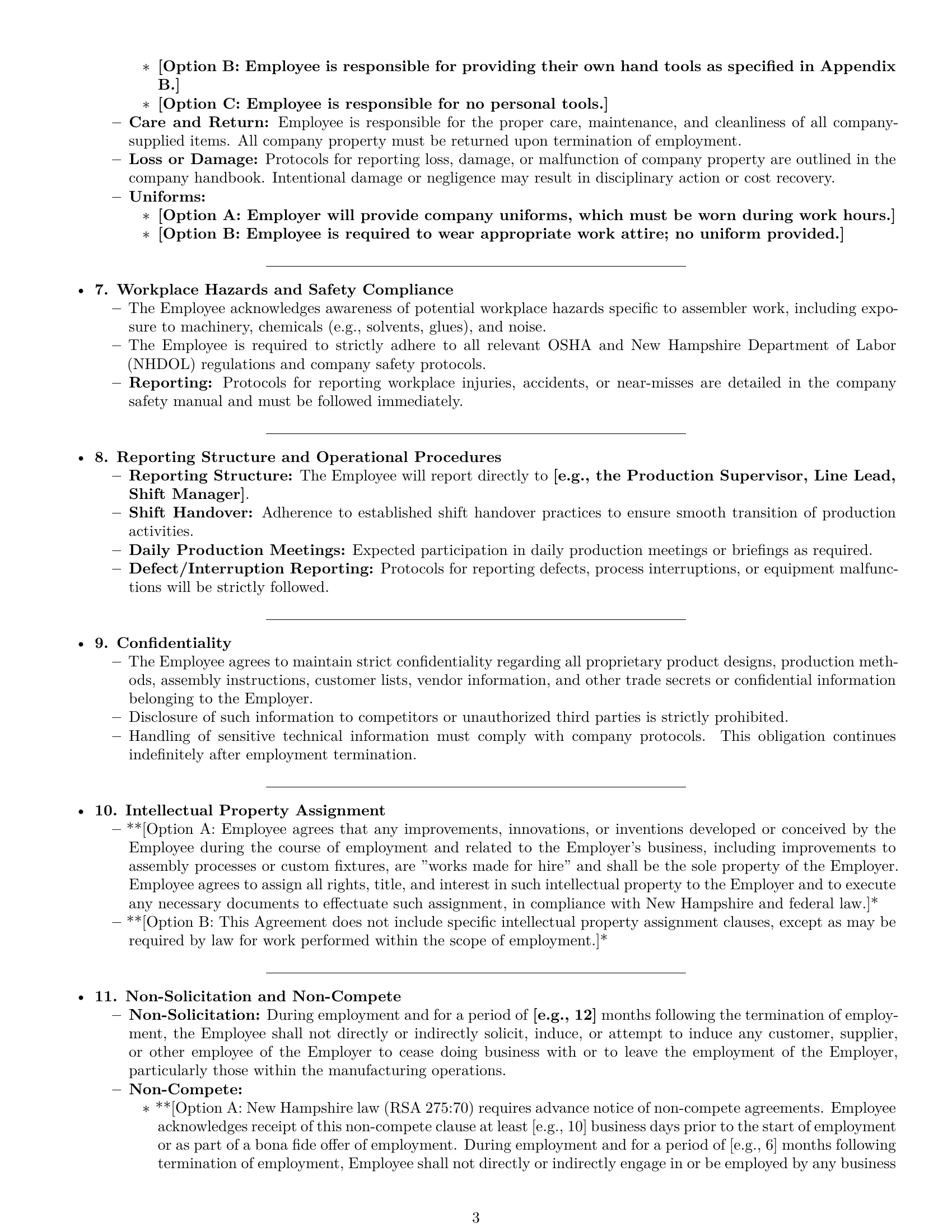 Preview page 3 of Pro New Hampshire assembler employment contract template