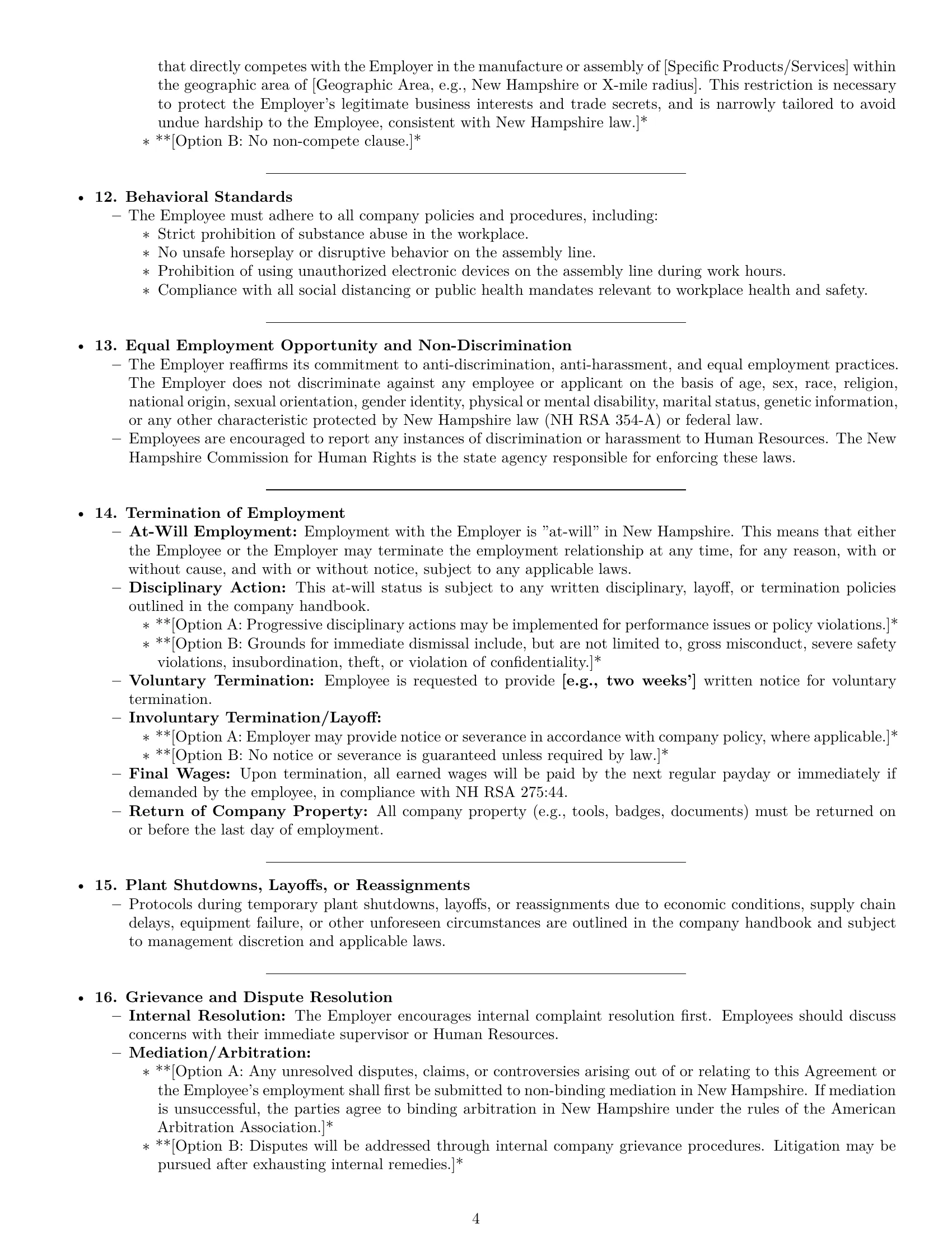 Preview page 4 of Pro New Hampshire assembler employment contract template