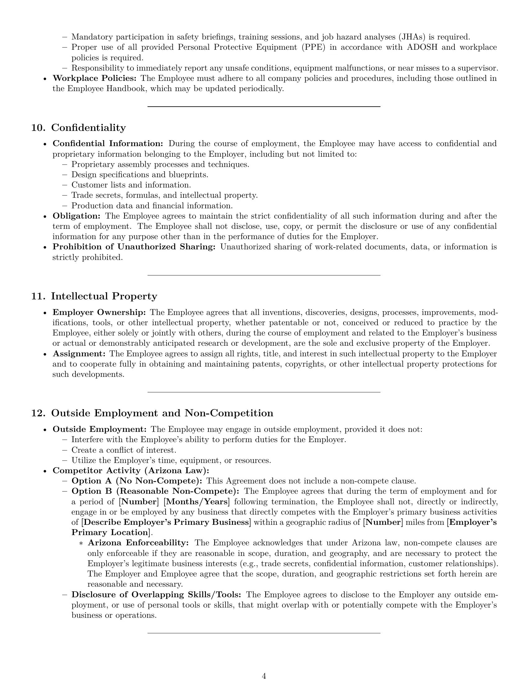 Preview page 4 of Pro Arizona assembler employment contract template