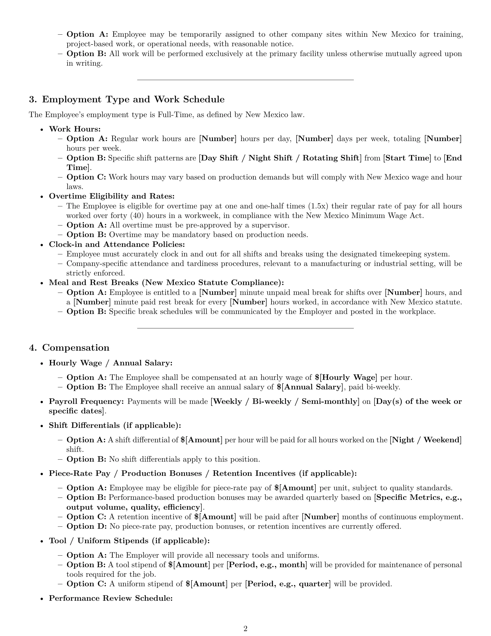 Preview page 2 of Pro New Mexico assembler employment contract template