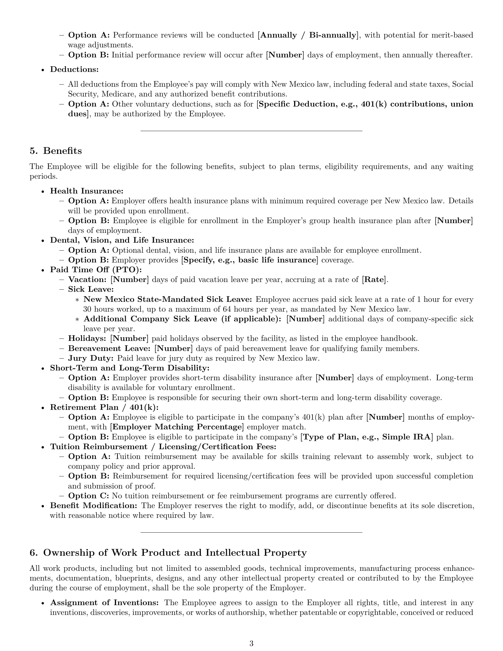 Preview page 3 of Pro New Mexico assembler employment contract template