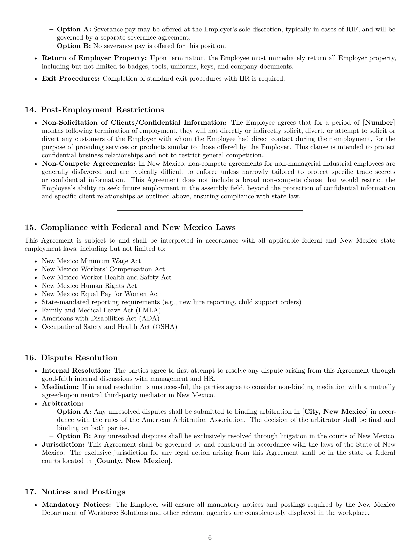 Preview page 6 of Pro New Mexico assembler employment contract template