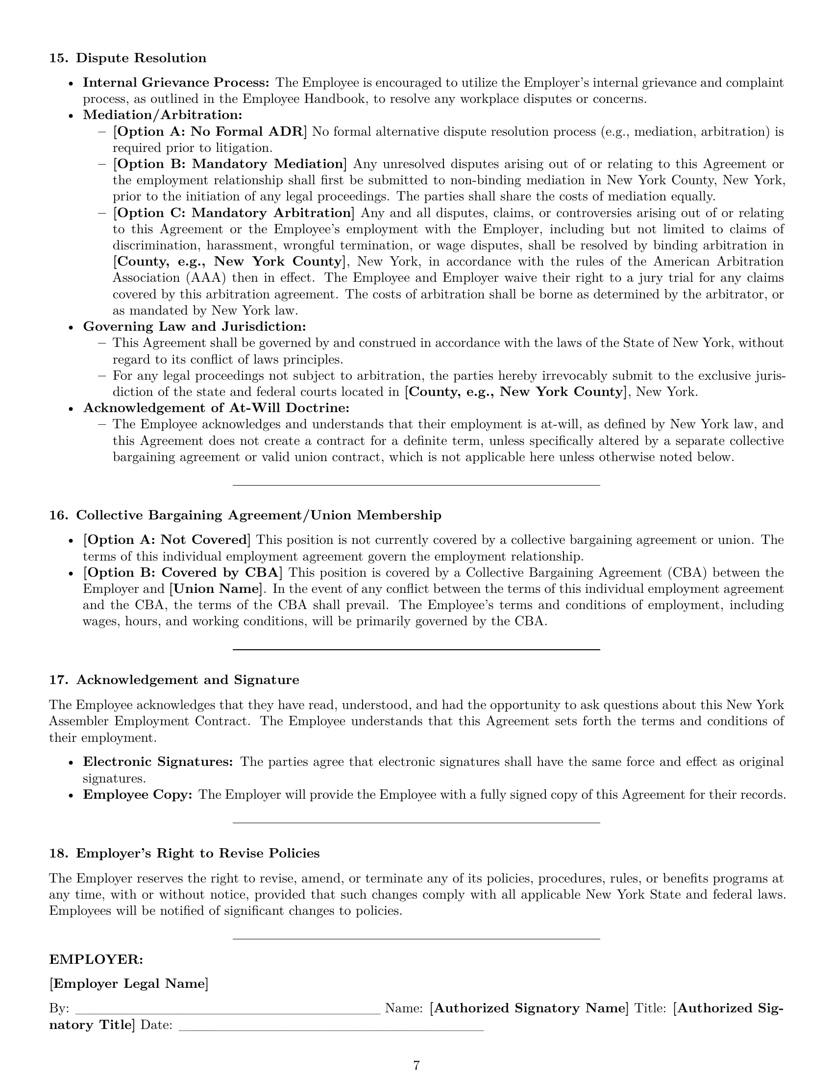 Preview page 7 of Pro New York assembler employment contract template