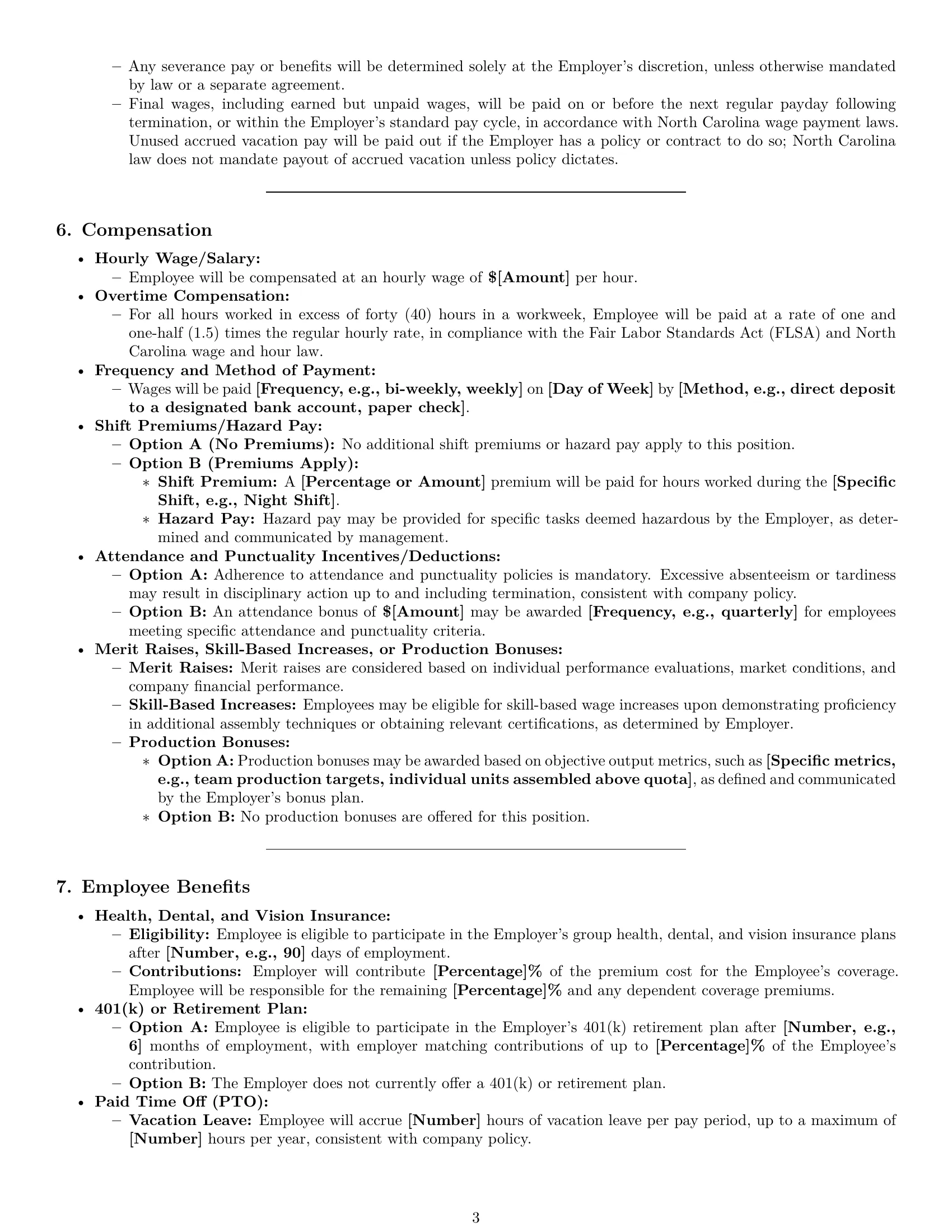 Preview page 3 of Pro North Carolina assembler employment contract template