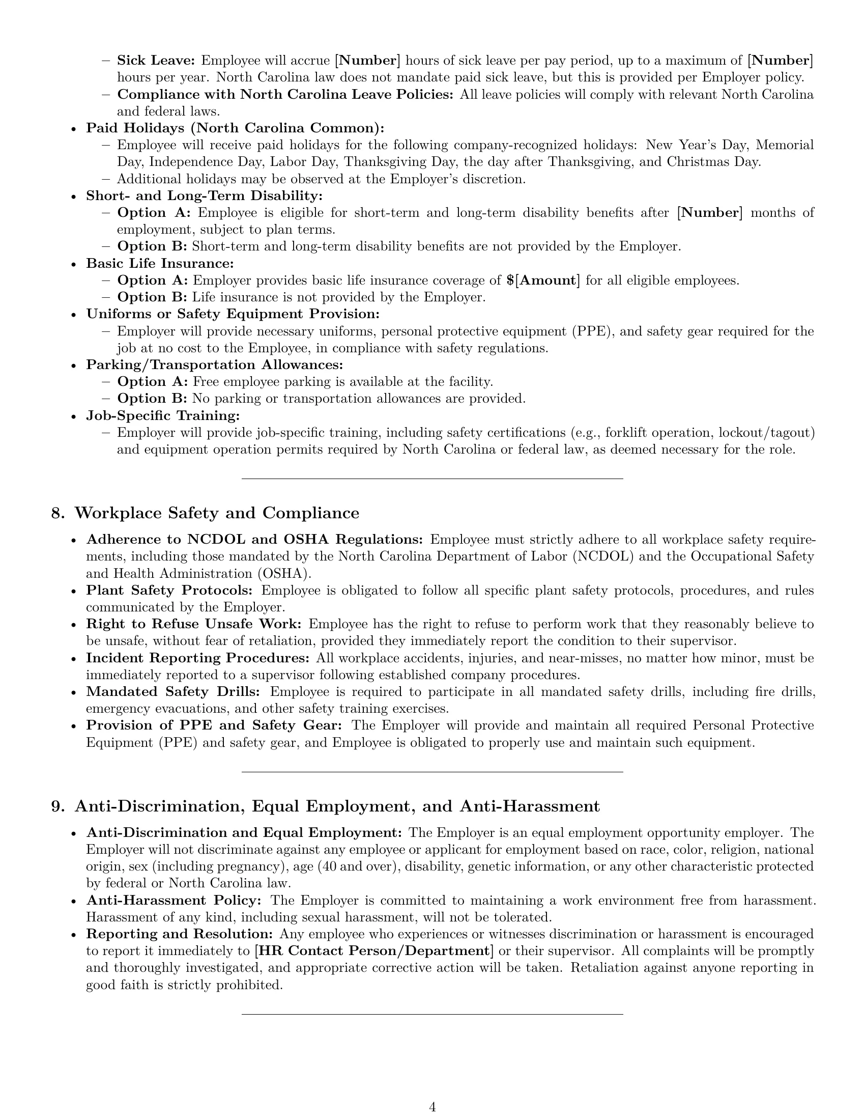 Preview page 4 of Pro North Carolina assembler employment contract template