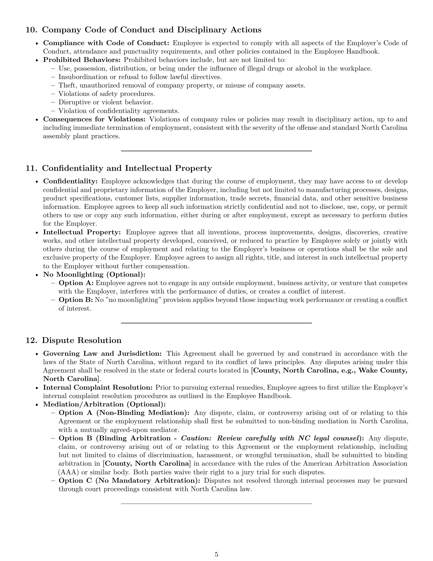 Preview page 5 of Pro North Carolina assembler employment contract template