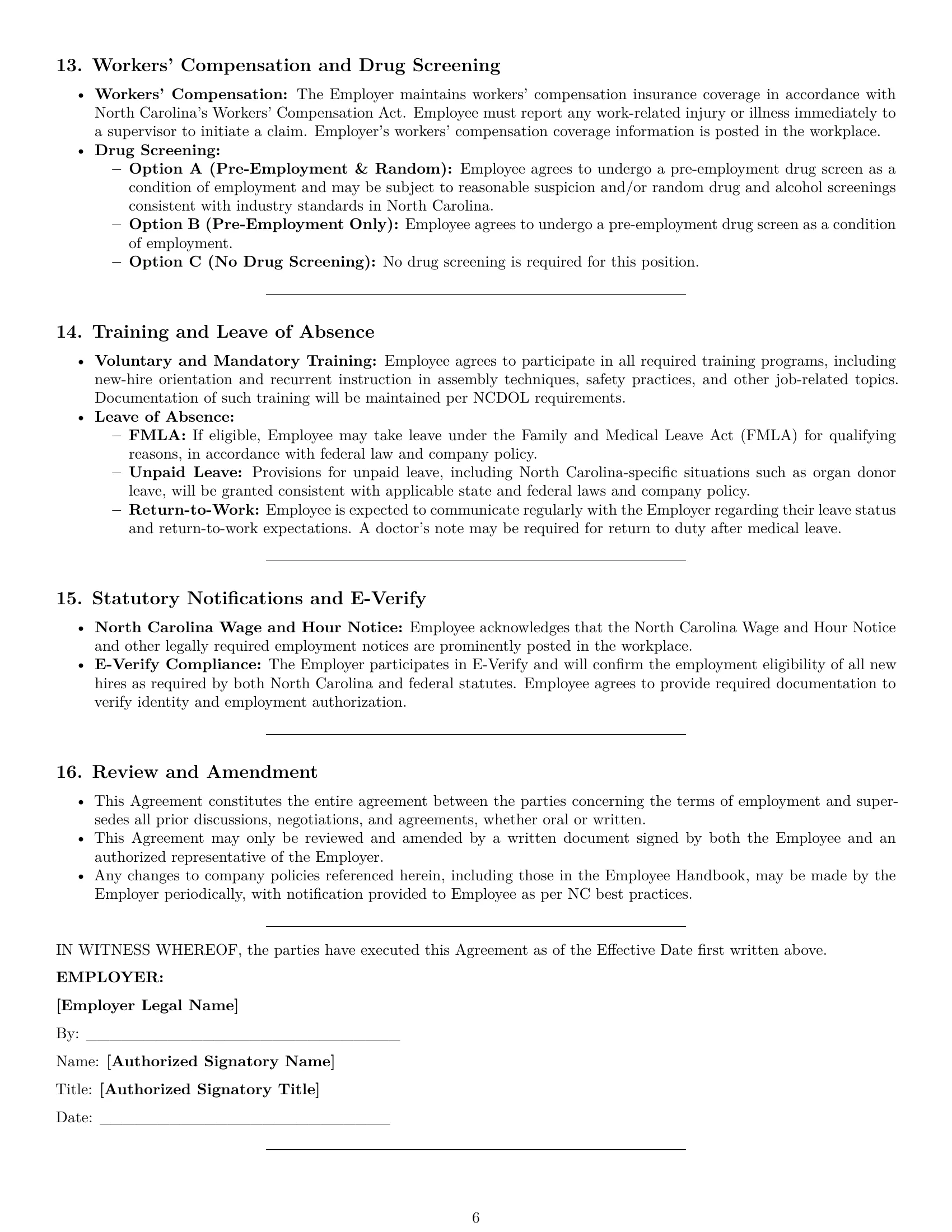 Preview page 6 of Pro North Carolina assembler employment contract template