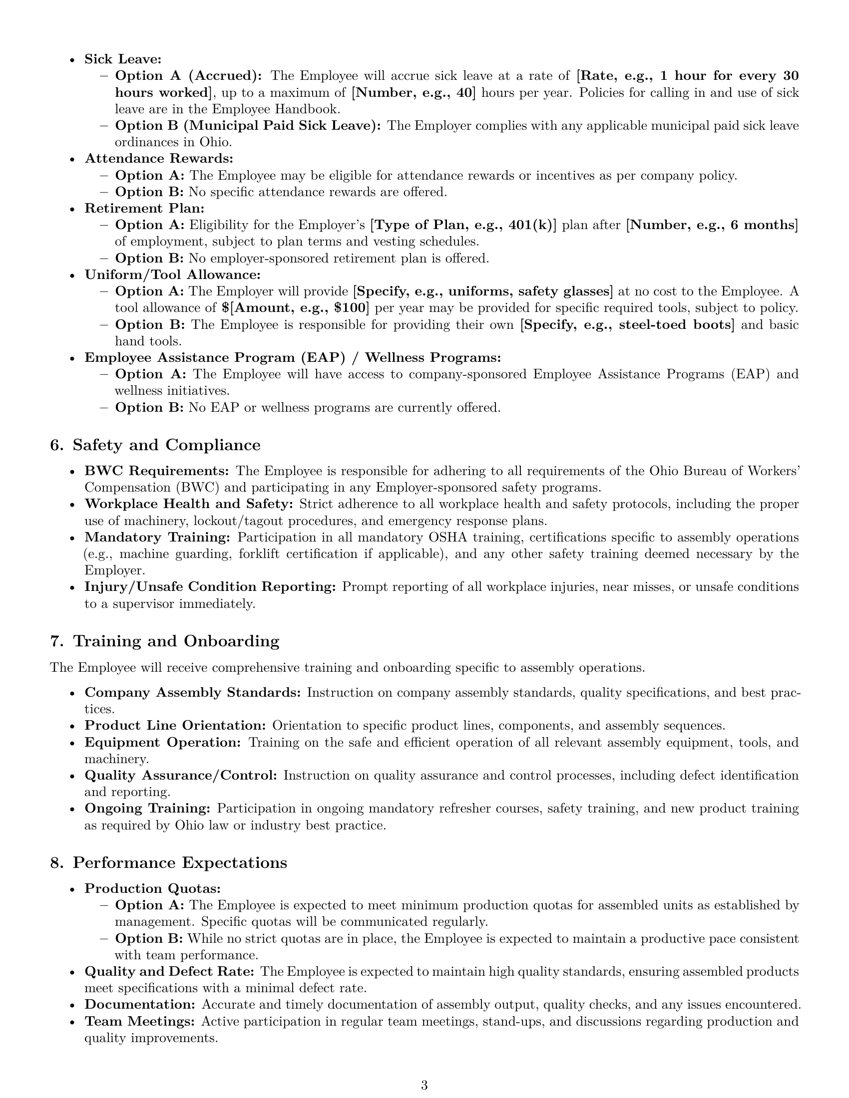 Preview page 3 of Pro Ohio assembler employment contract template