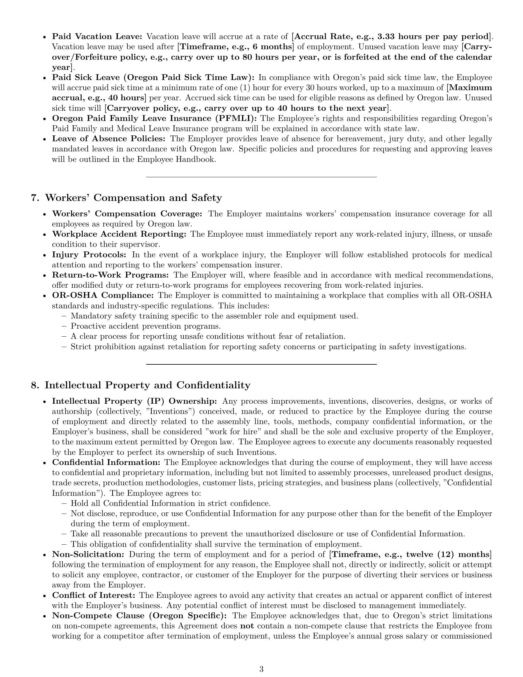 Preview page 3 of Pro Oregon assembler employment contract template