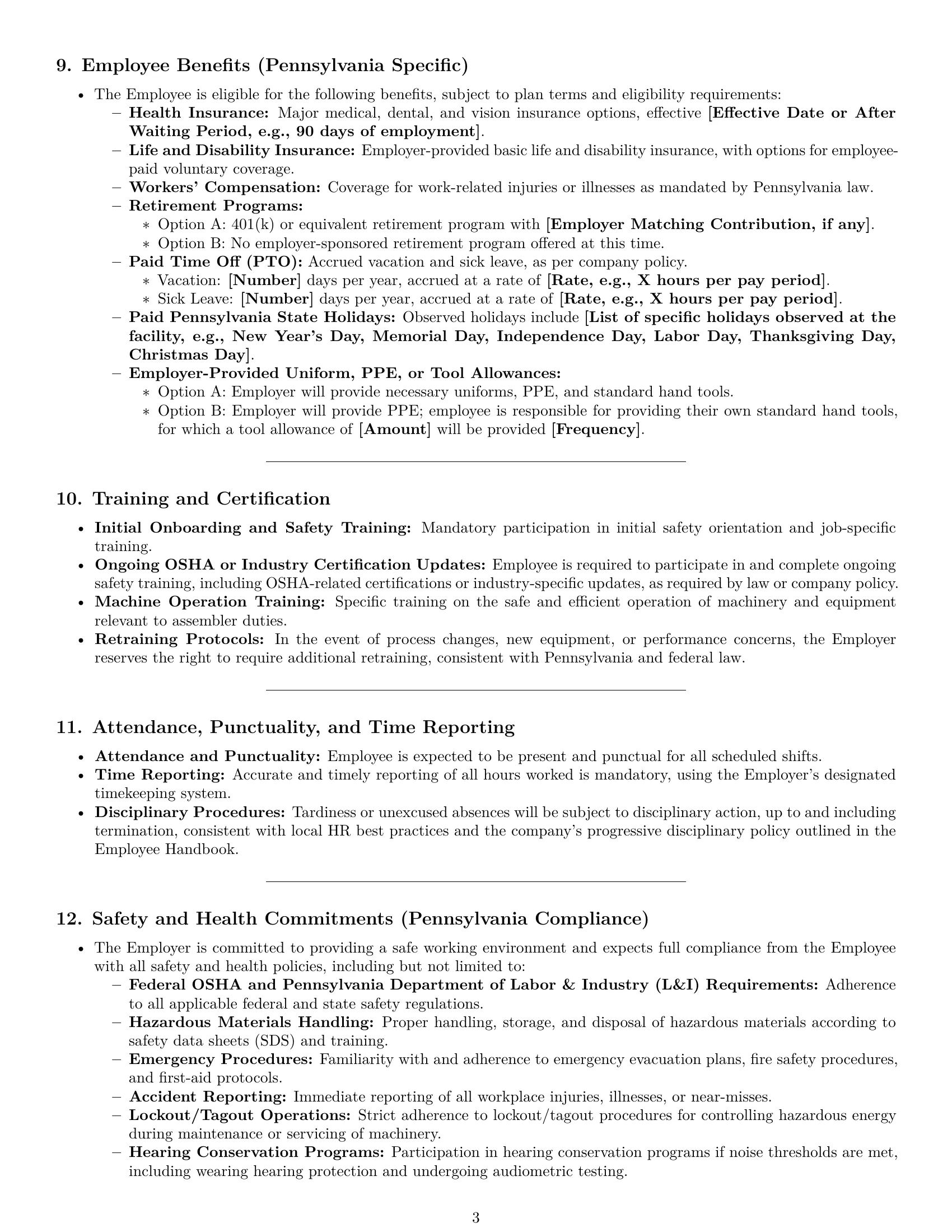 Preview page 3 of Pro Pennsylvania assembler employment contract template