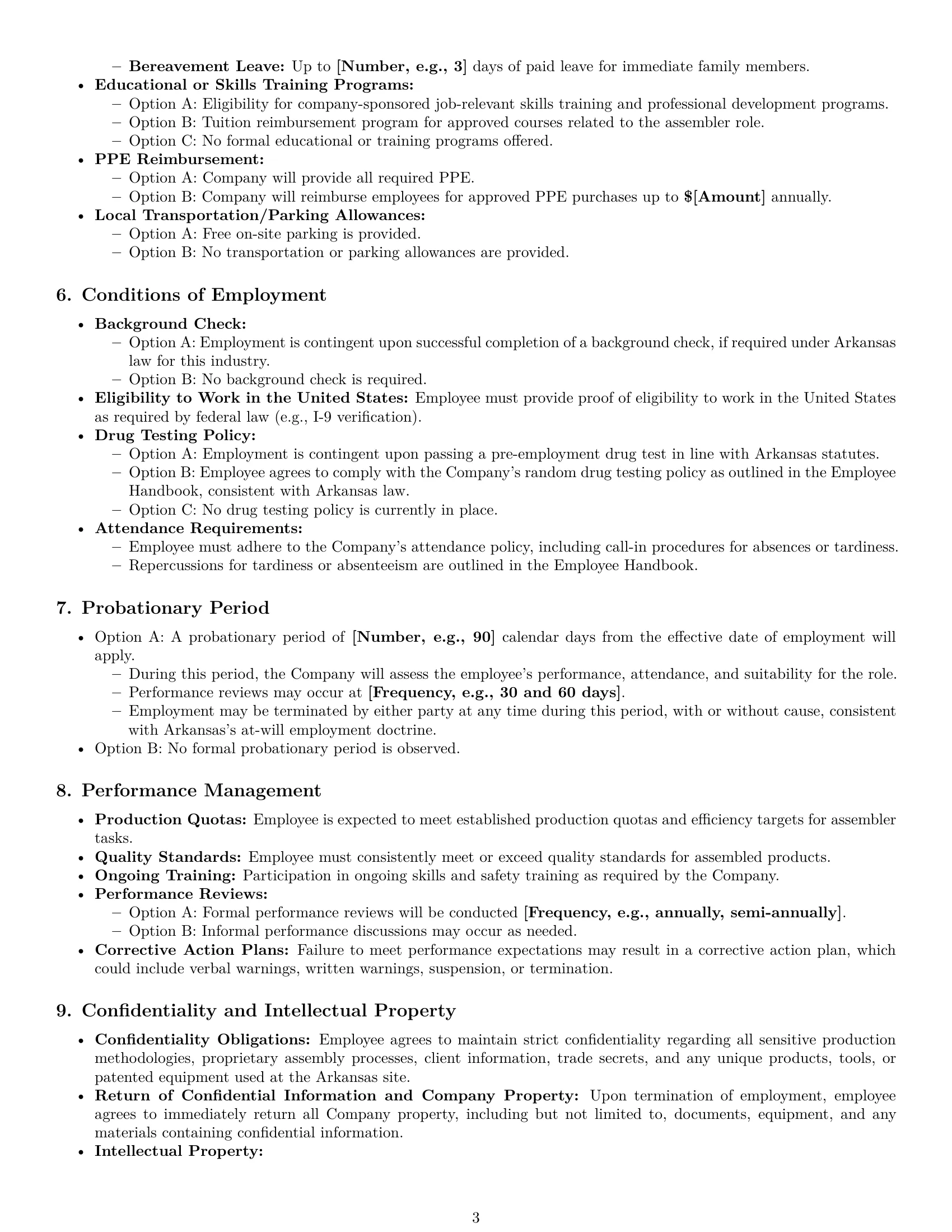 Preview page 3 of Pro Arkansas assembler employment contract template