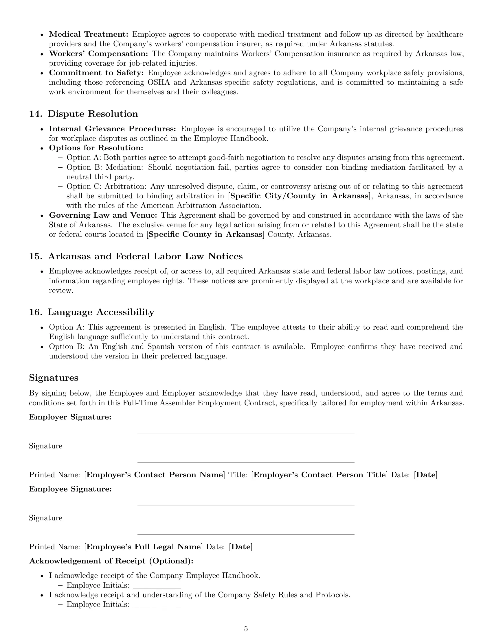 Preview page 5 of Pro Arkansas assembler employment contract template