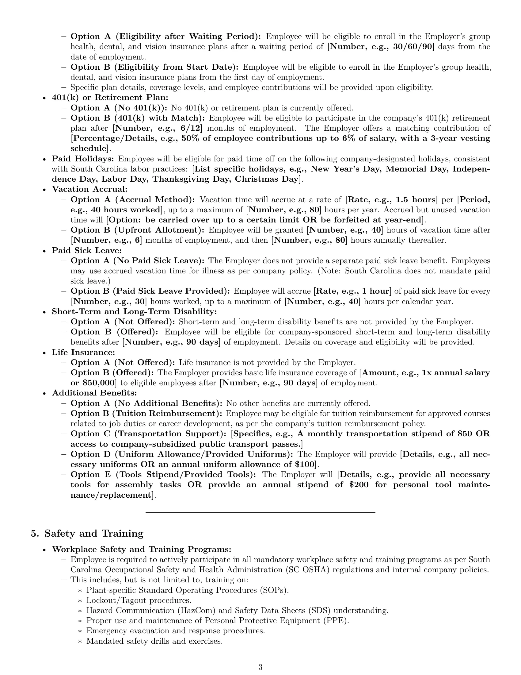 Preview page 3 of Pro South Carolina assembler employment contract template