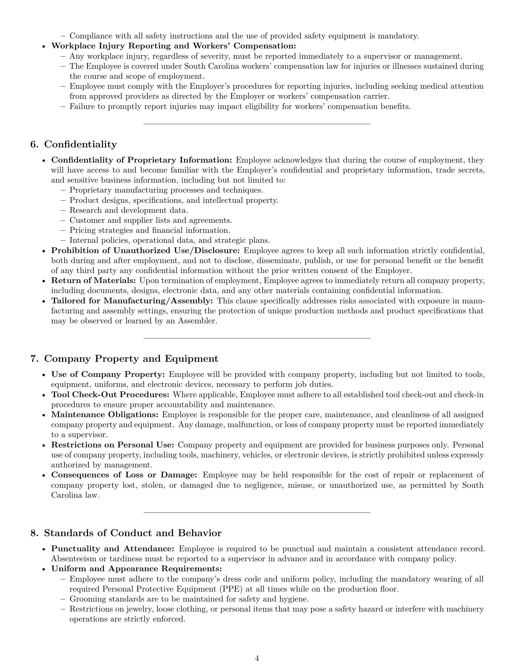 Preview page 4 of Pro South Carolina assembler employment contract template