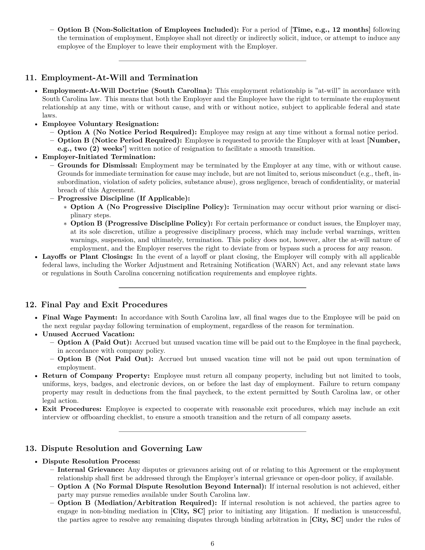 Preview page 6 of Pro South Carolina assembler employment contract template