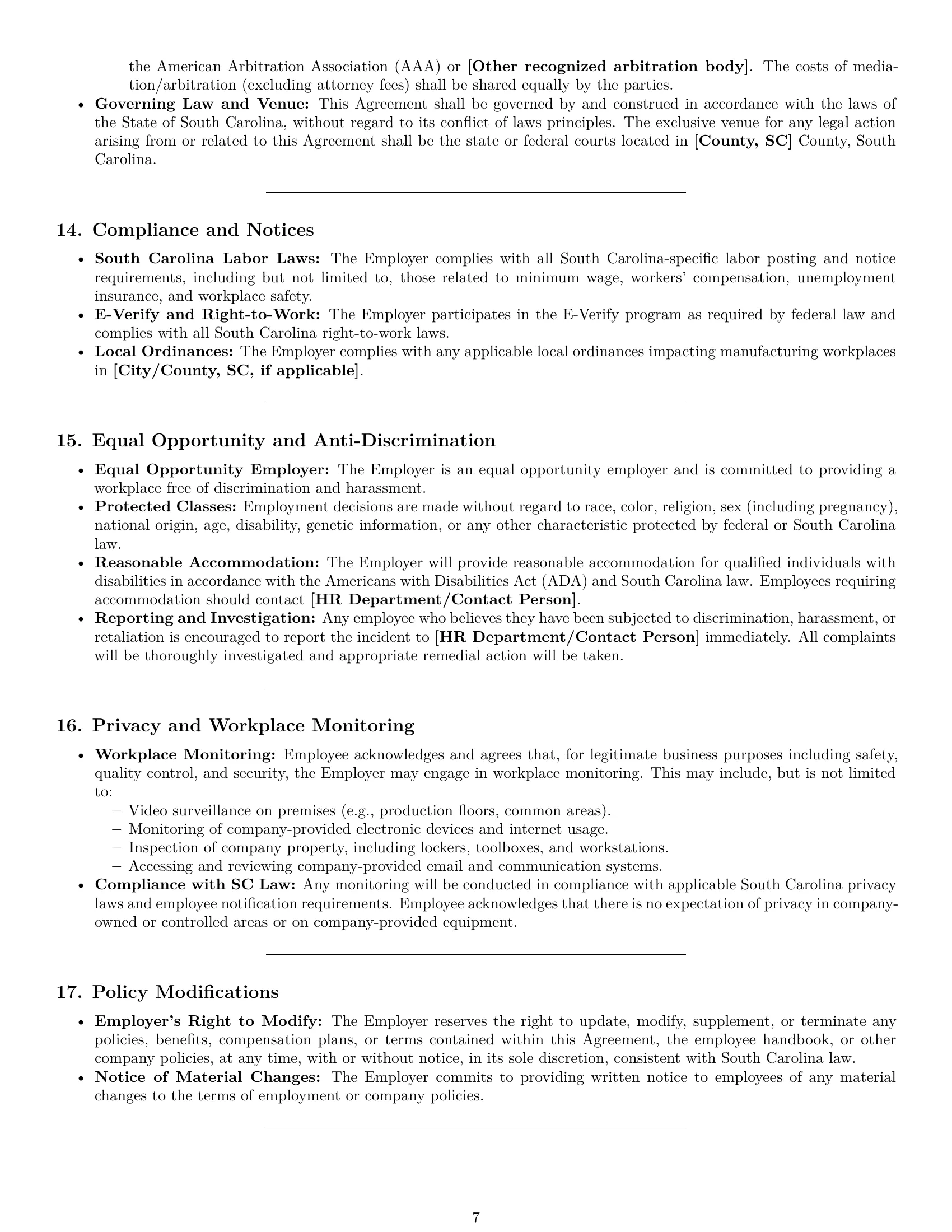 Preview page 7 of Pro South Carolina assembler employment contract template