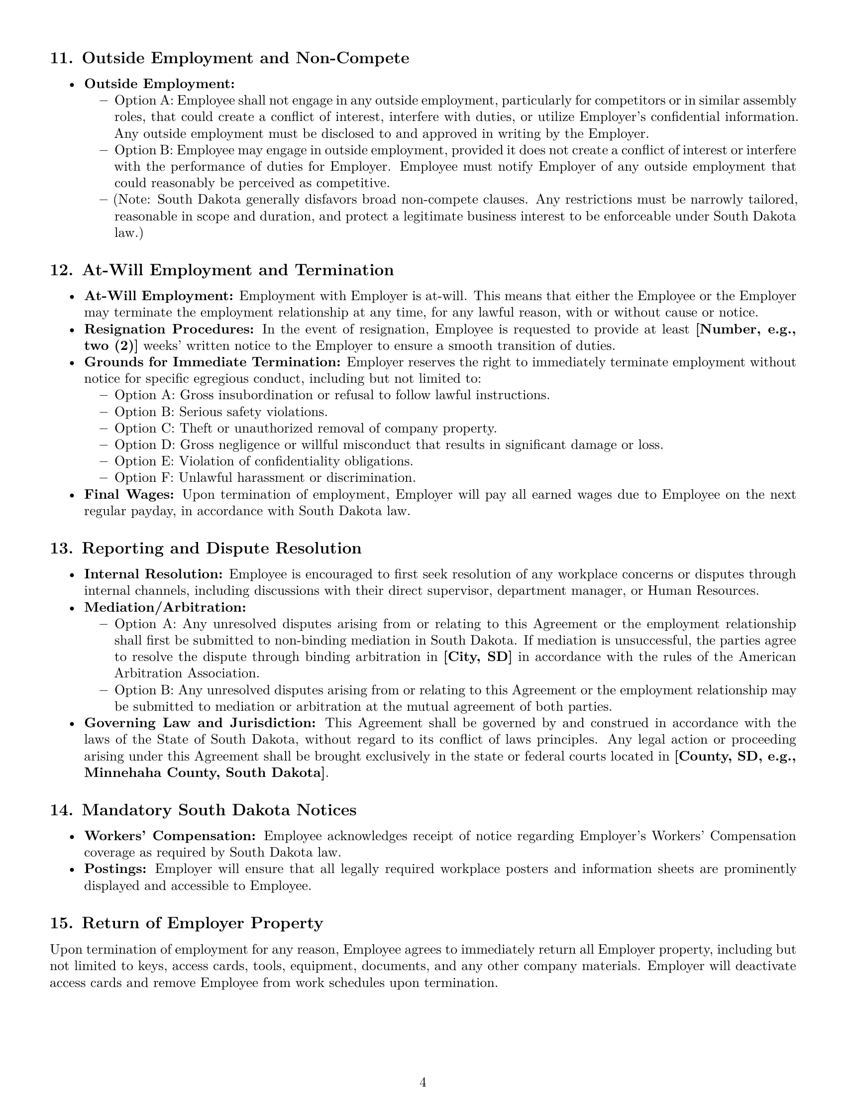 Preview page 4 of Pro South Dakota assembler employment contract template