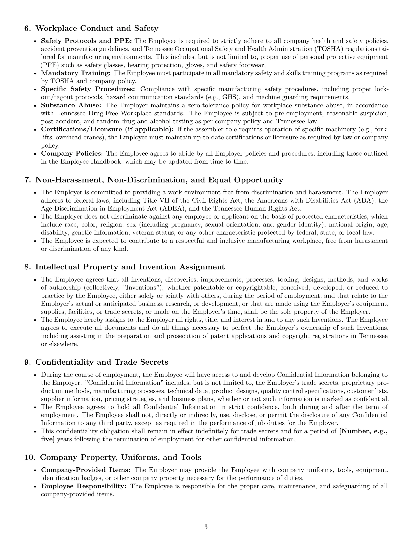 Preview page 3 of Pro Tennessee assembler employment contract template