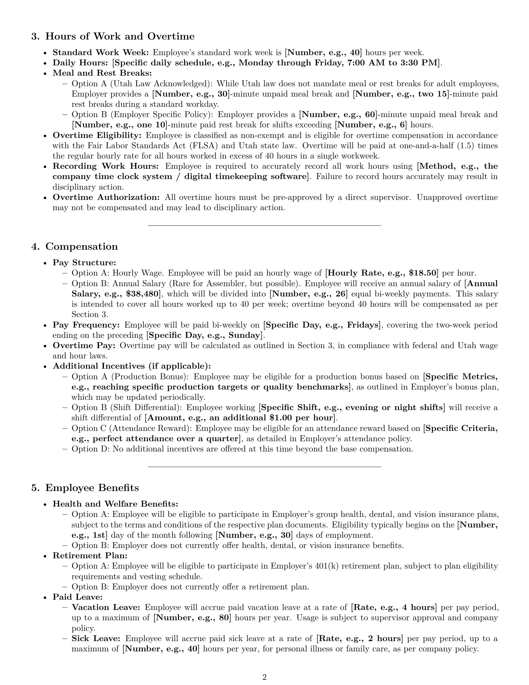Preview page 2 of Pro Utah assembler employment contract template